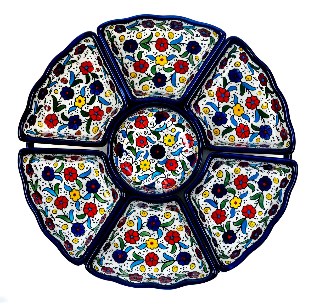 Hand-painted ceramic serving set