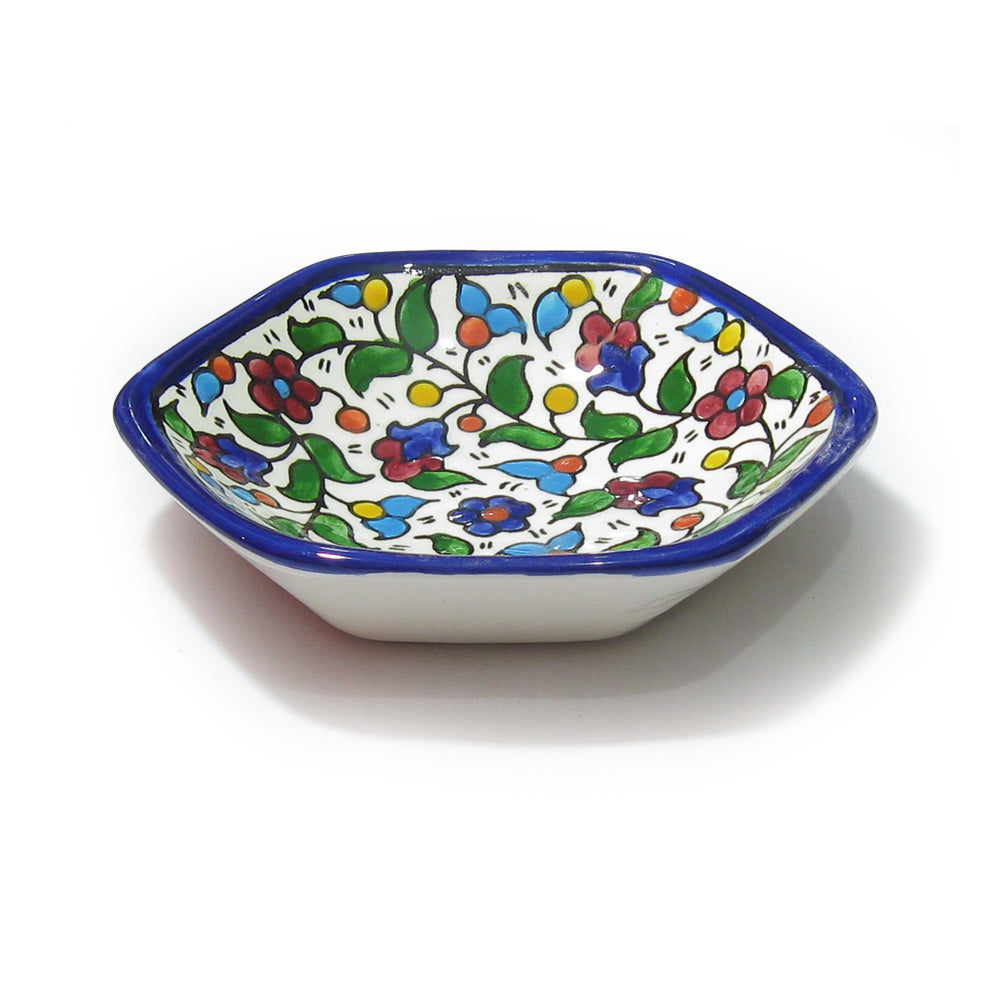 Hexagonal Bowl - handmade Hebron ceramic