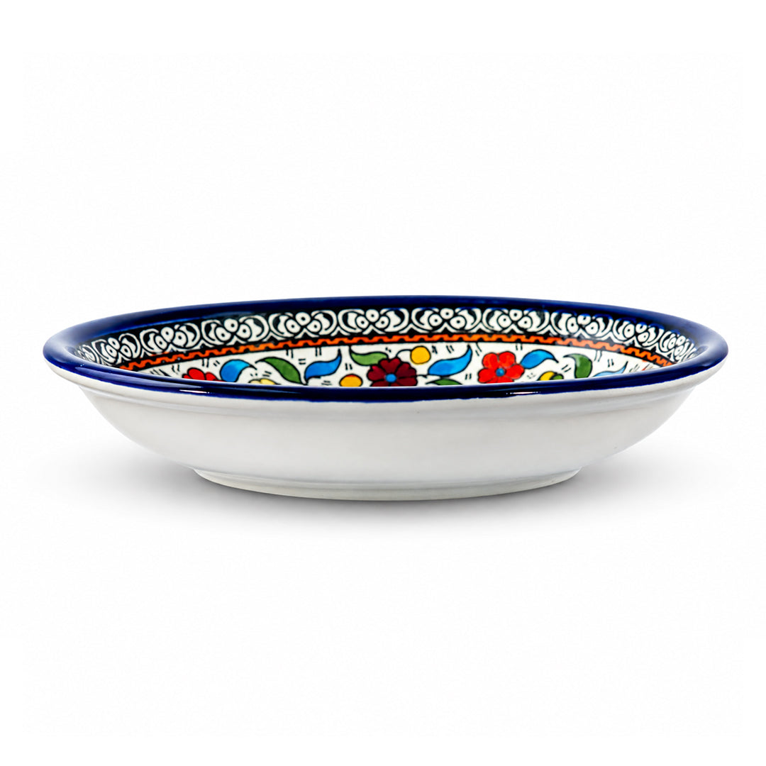 Hand Painted Ceramic Oval Serving Dish 9 Inch - Multicolor Floral