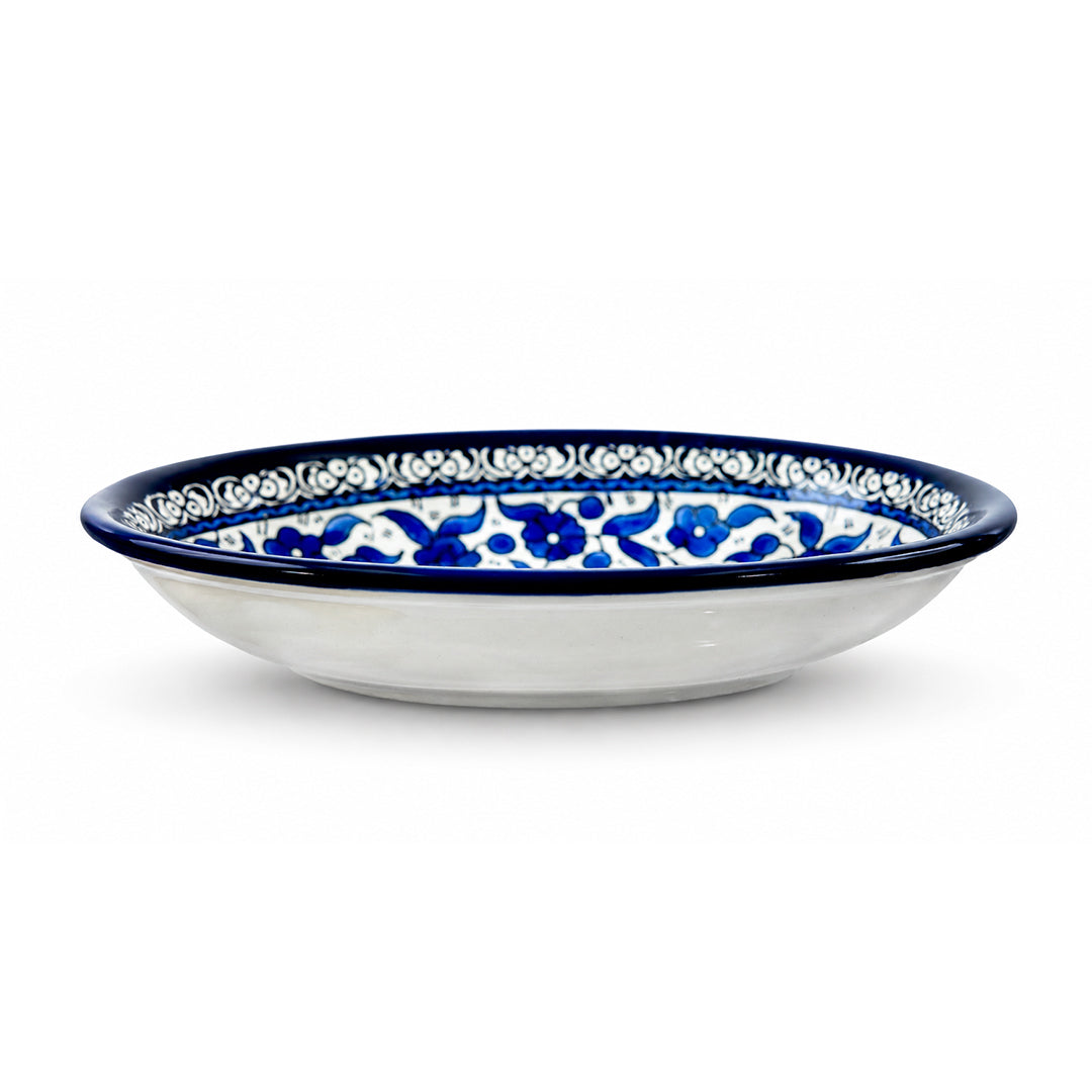 Blue Mosaic Ceramic Oval Serving Dish 6.7 Inch - Blue floral