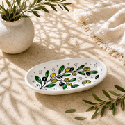 Olive Grove Ceramic Oval Serving Dish 6.7 Inch - Olive Branch