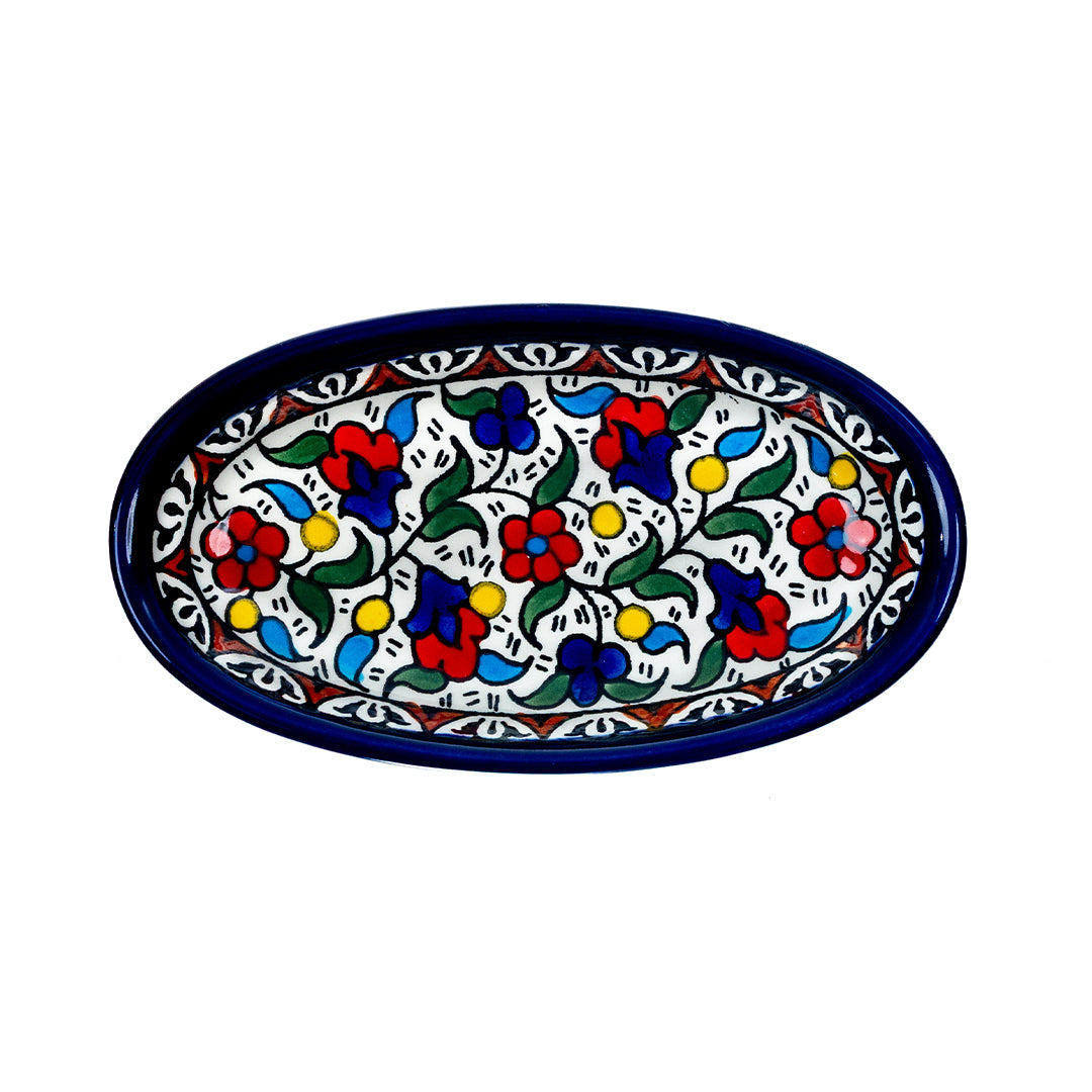 Garden Bloom Ceramic Oval Serving Dish 6.7 Inch - Multicolor Floral