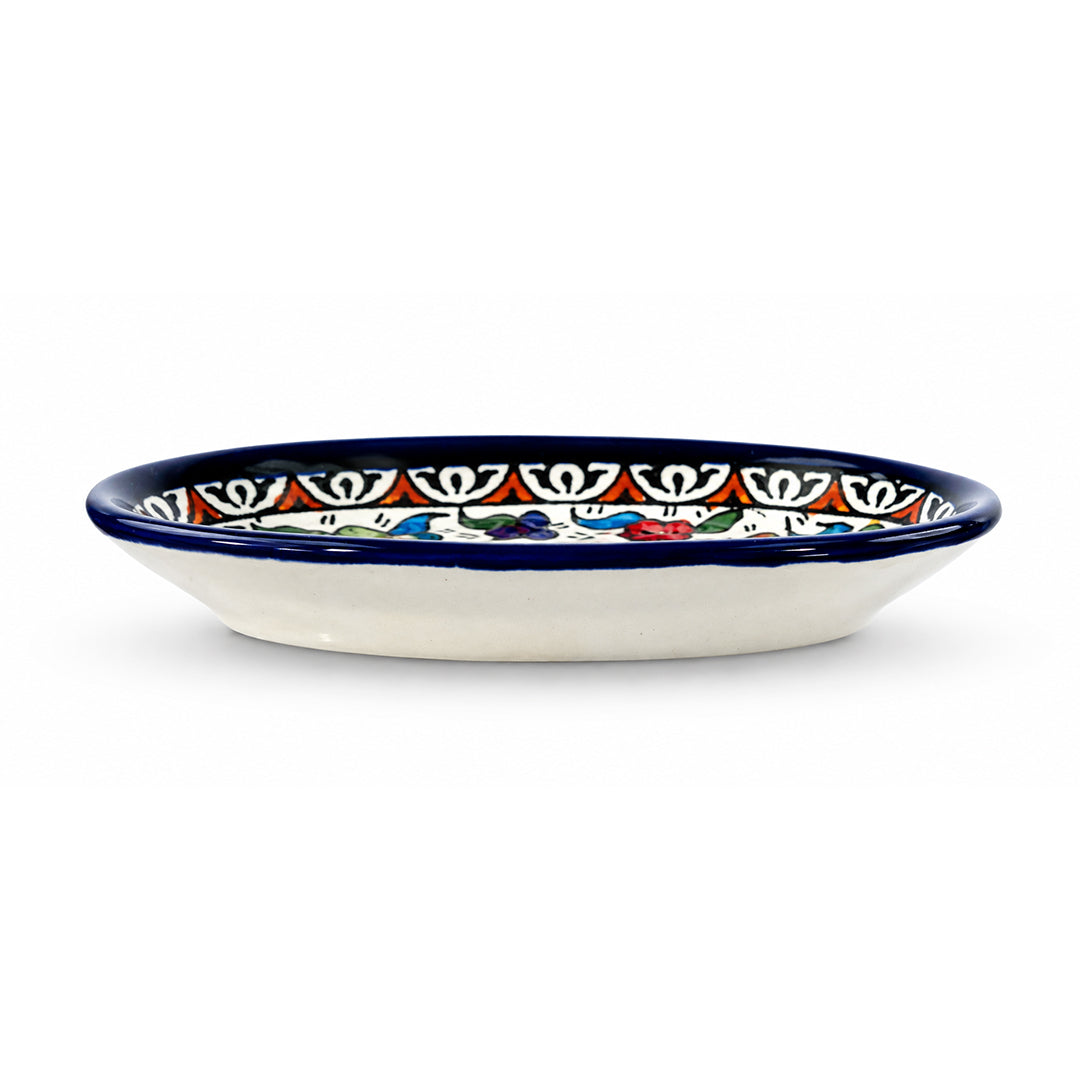 Garden Bloom Ceramic Oval Serving Dish 6.7 Inch - Multicolor Floral