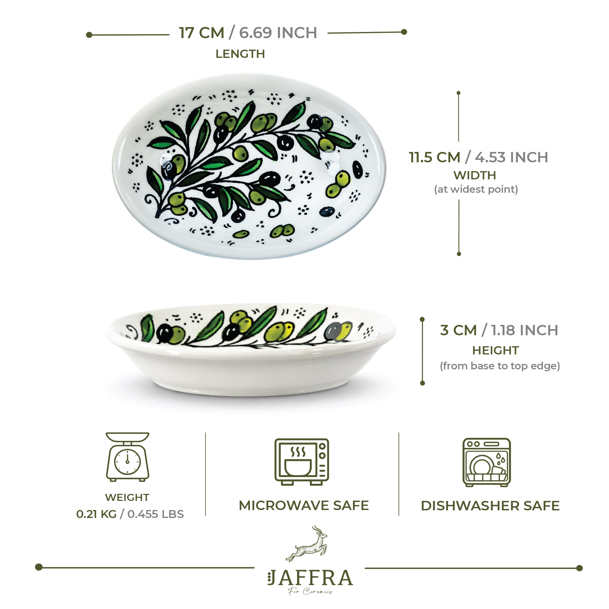 Olive Harvest Ceramic Oval Serving Dish 6.7 Inch - Olive Branch