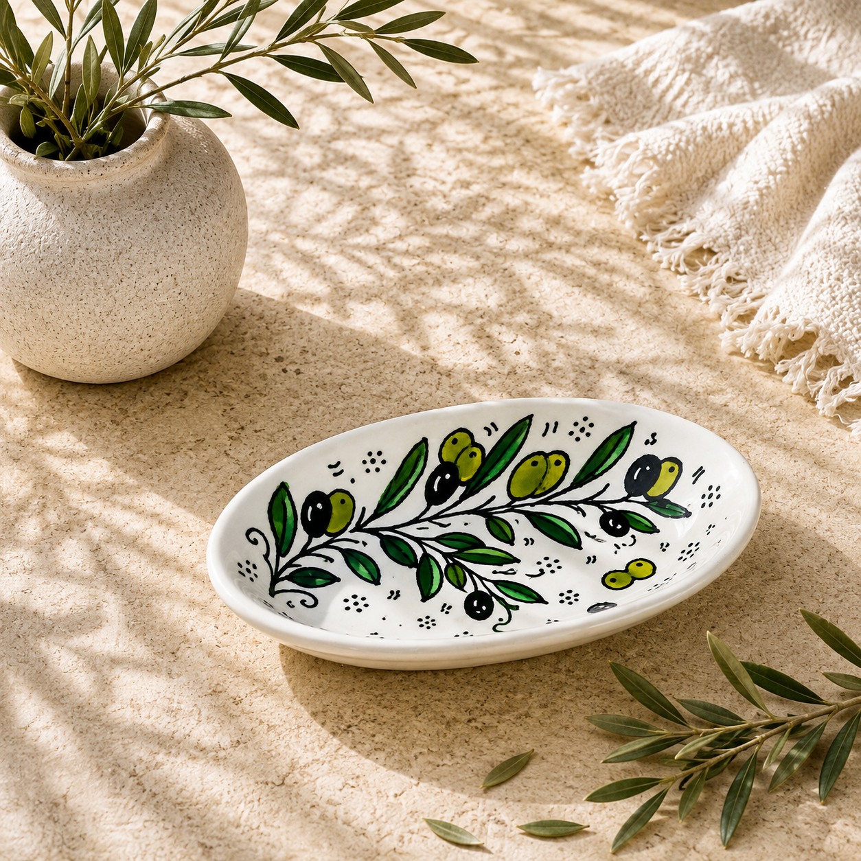 Olive Harvest Ceramic Oval Serving Dish 6.7 Inch - Olive Branch