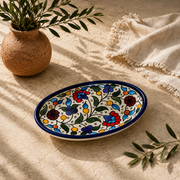 Mediterranean Bloom Ceramic Oval Serving Dish 6.7 Inch - Multicolor Floral