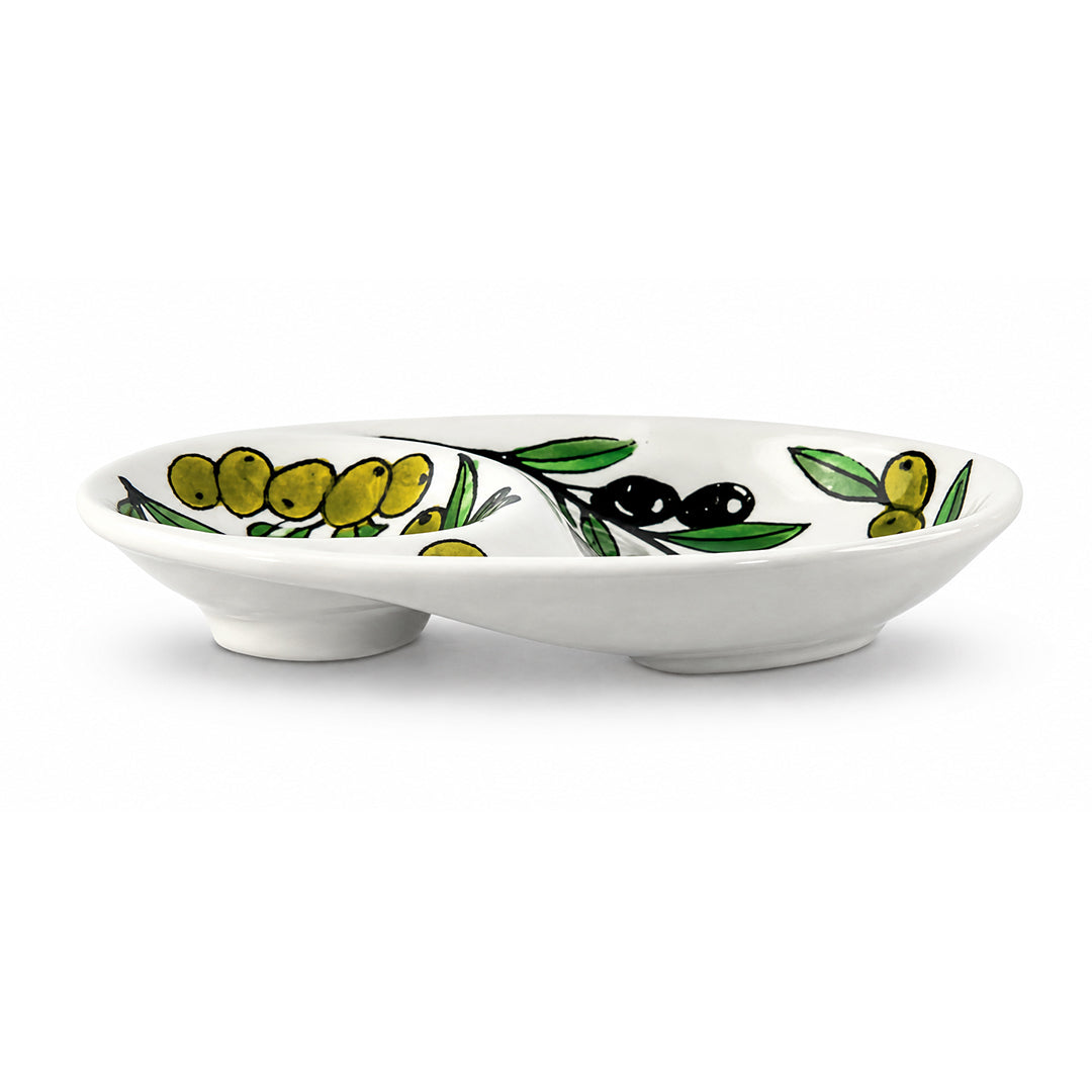 Olive Duo Ceramic Oval Serving Dish 7.25 Inch - Olive Branch
