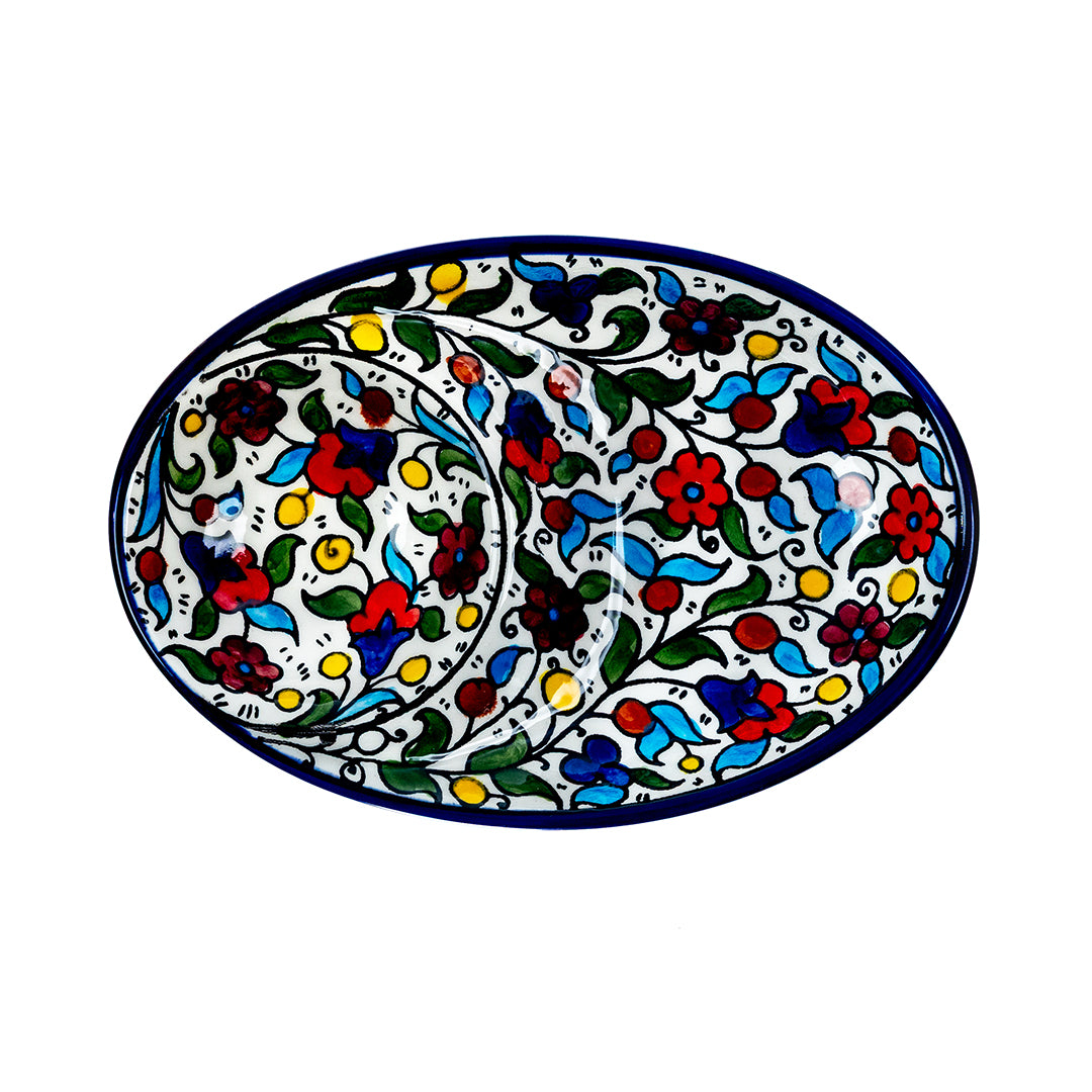 Bloom Duo Ceramic Oval Serving Dish 7.25 Inch - Multicolor Floral