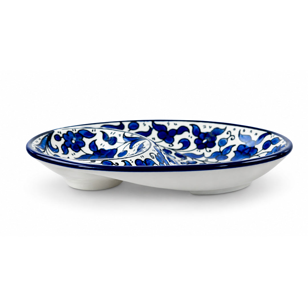 Indigo Duo Ceramic Oval Serving Dish 7.25 Inch - Blue Floral