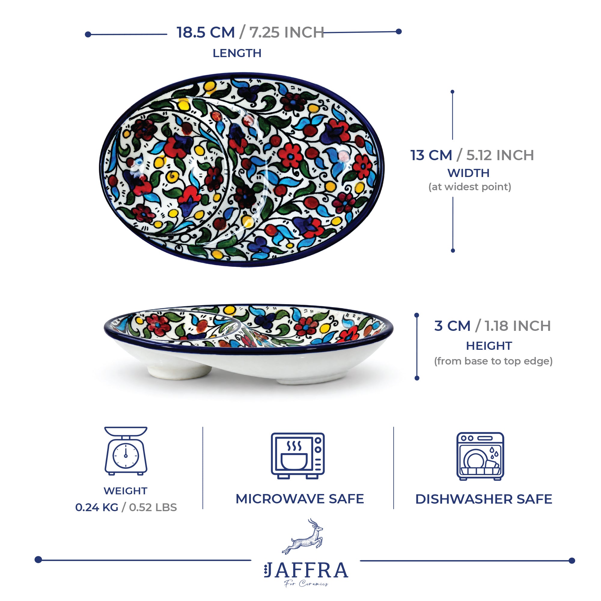 Bloom Duo Ceramic Oval Serving Dish 7.25 Inch - Multicolor Floral