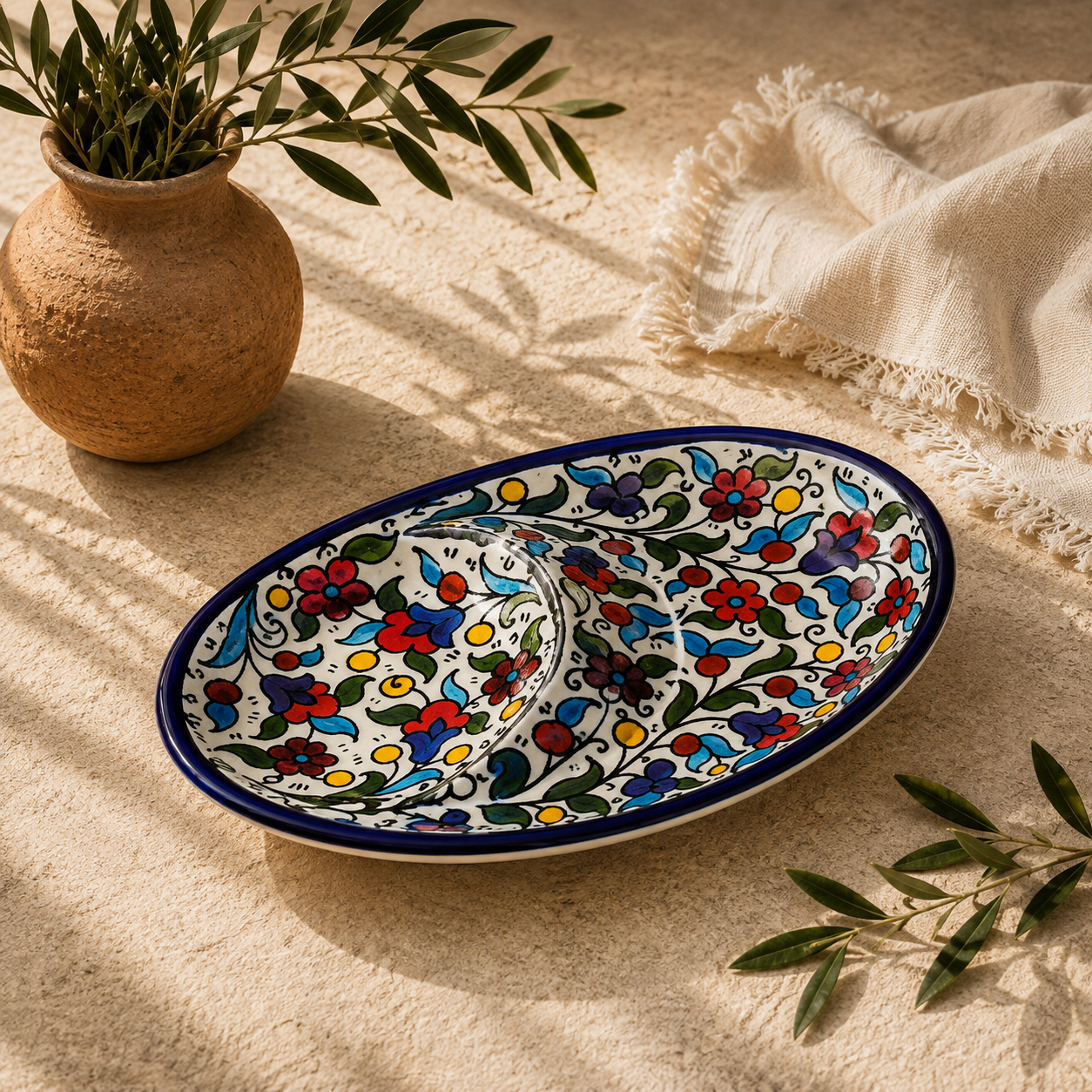 Bloom Duo Ceramic Oval Serving Dish 7.25 Inch - Multicolor Floral