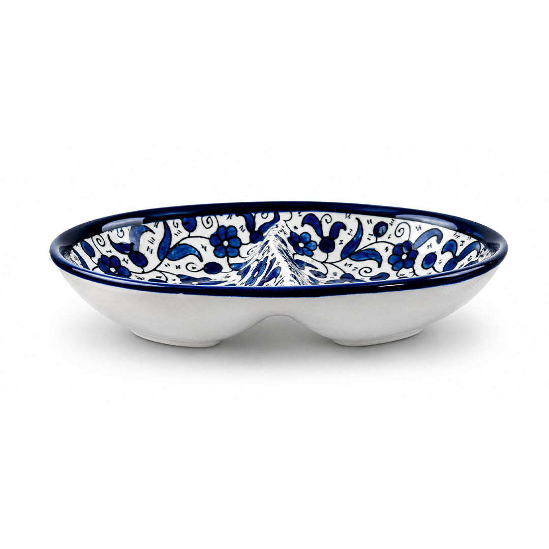 Indigo Harmony Ceramic Oval Serving Dish 4.7 Inch - Blue floral