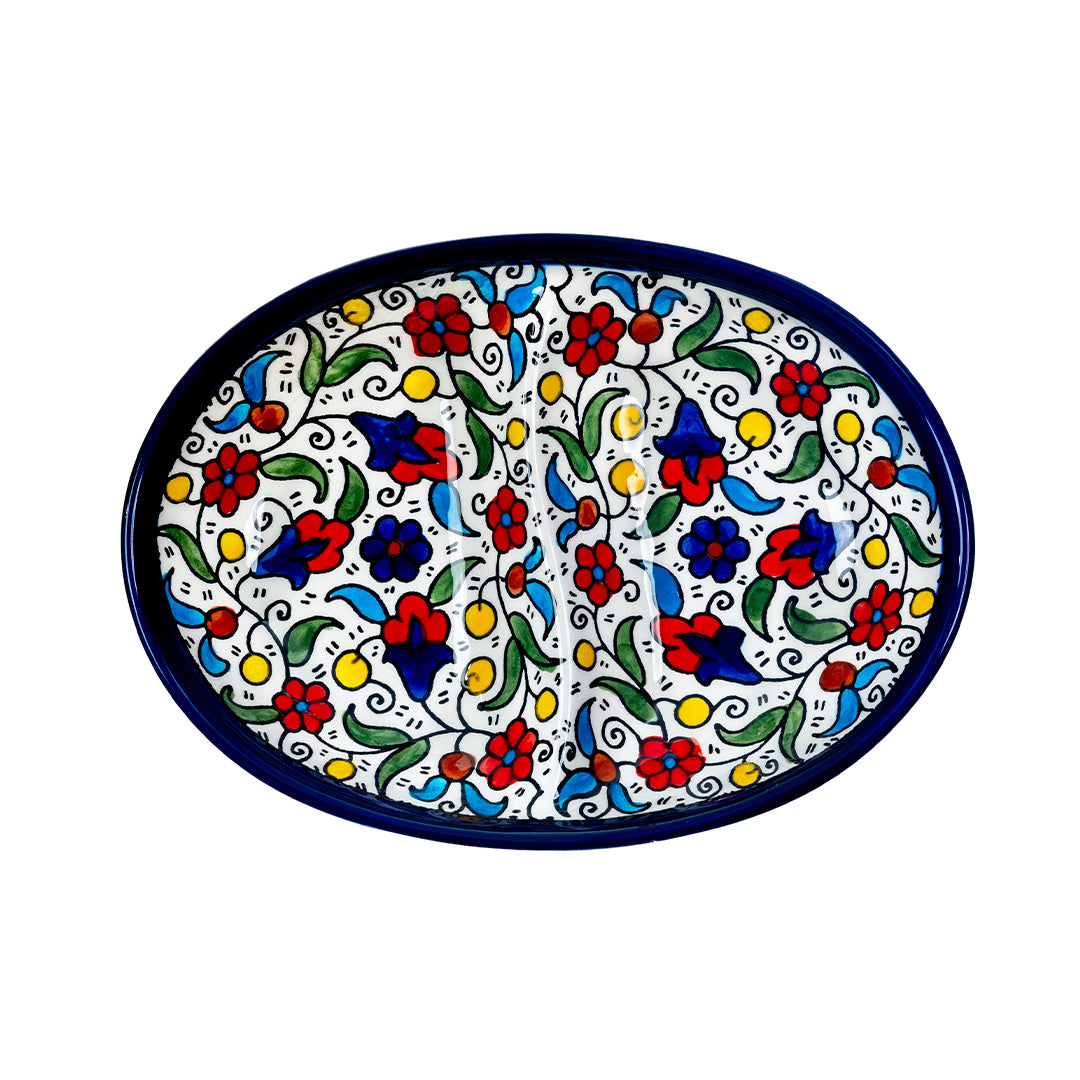 Bloom Harmony Ceramic Oval Serving Dish 4.7 Inch - Multicolor Floral