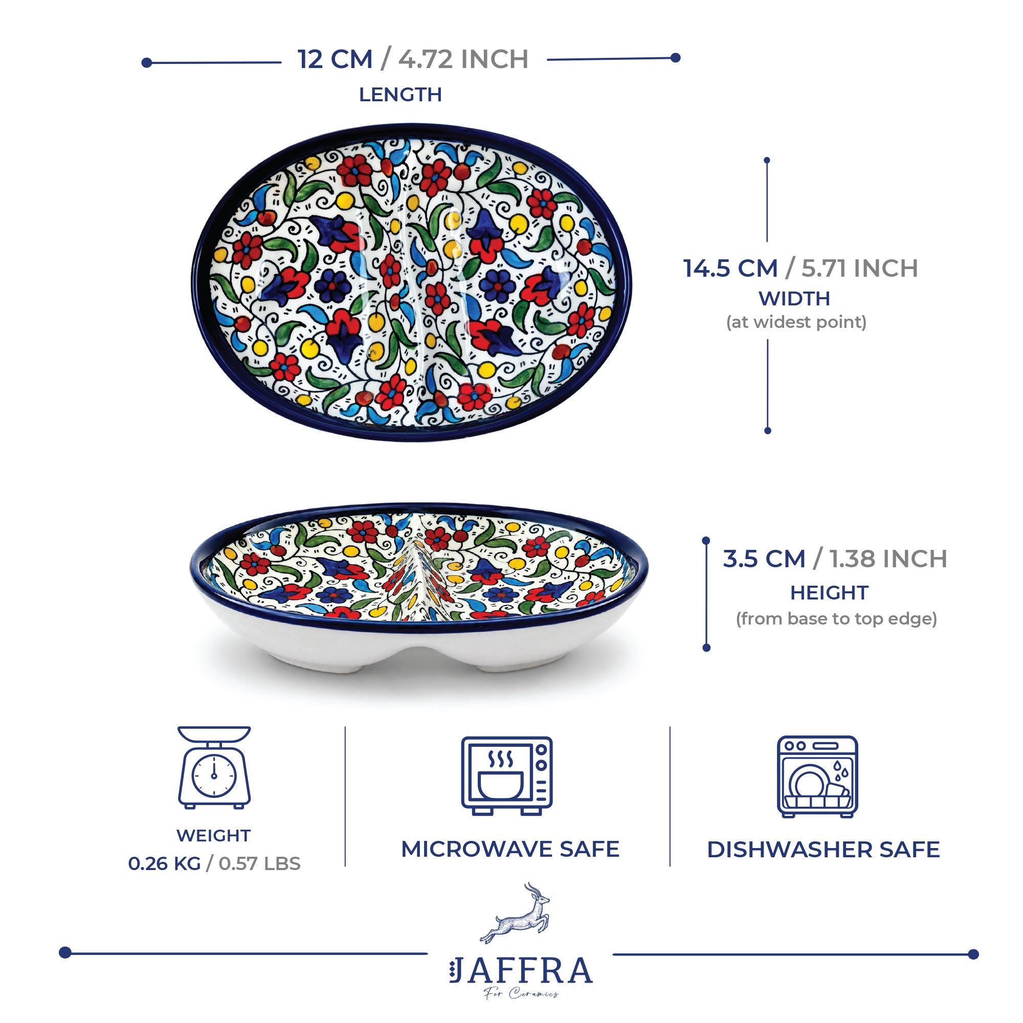 Bloom Harmony Ceramic Oval Serving Dish 4.7 Inch - Multicolor Floral