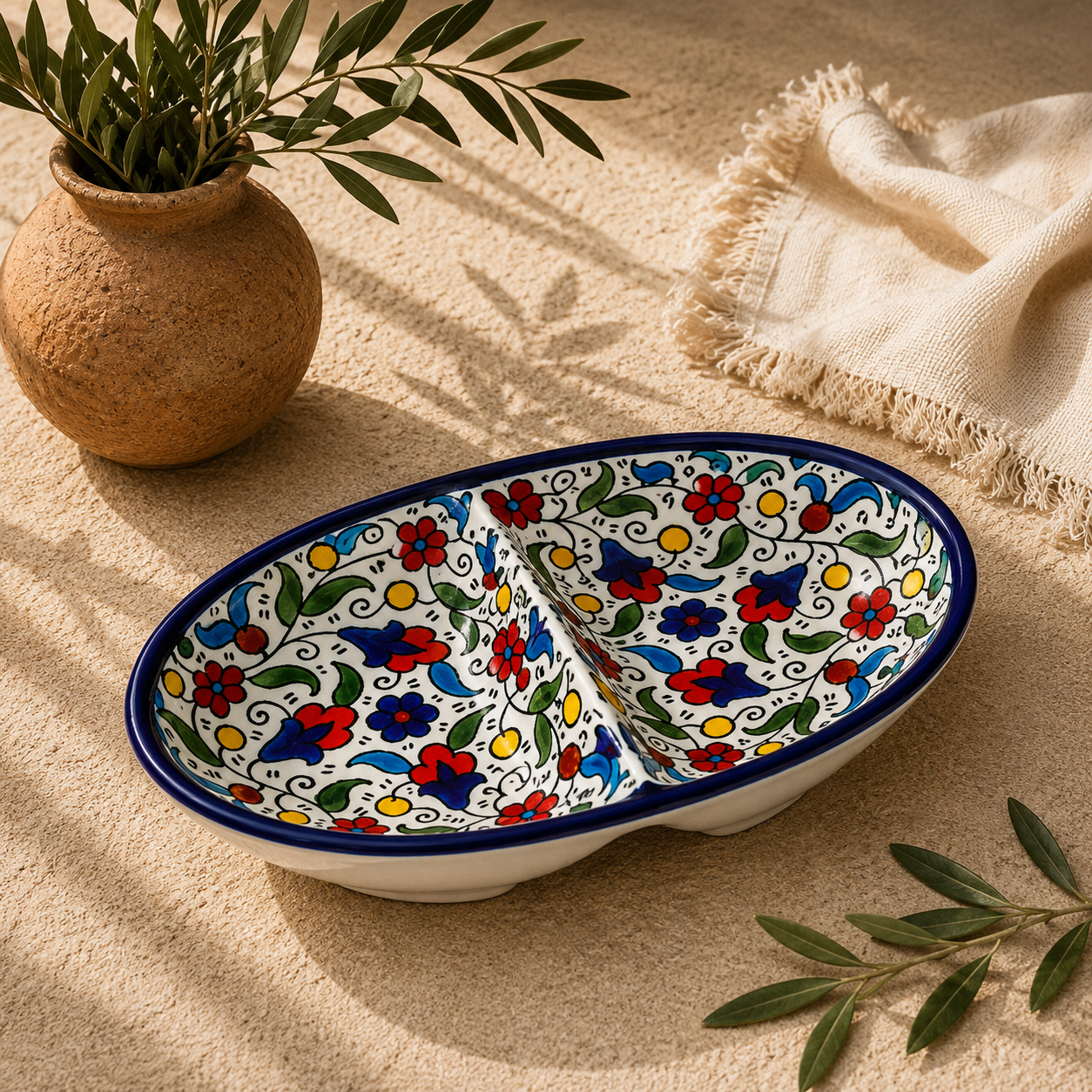 Bloom Harmony Ceramic Oval Serving Dish 4.7 Inch - Multicolor Floral