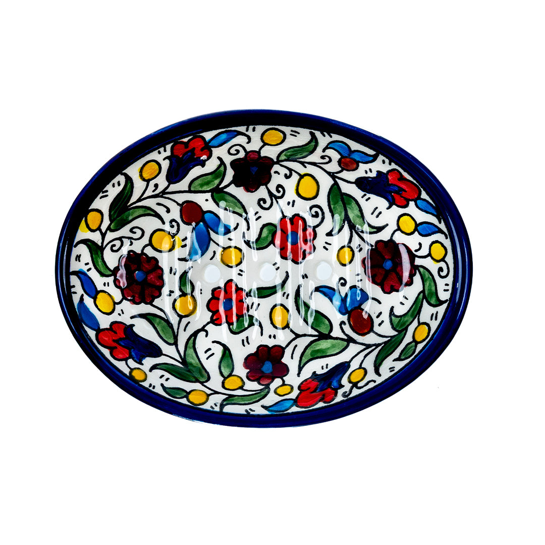 Ripple Bloom Ceramic Oval Serving Dish 5.5 Inch - Multicolor Floral