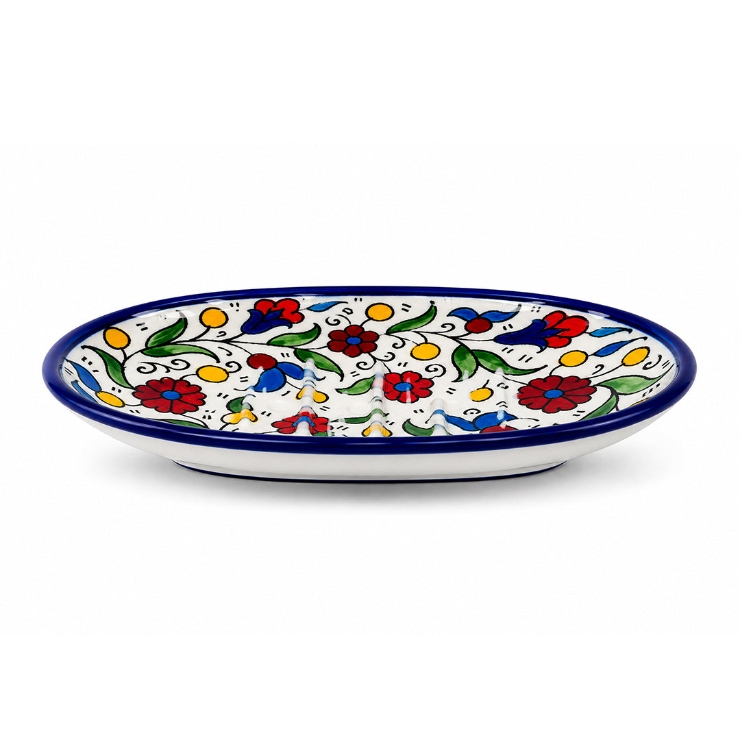 Ripple Bloom Ceramic Oval Serving Dish 5.5 Inch - Multicolor Floral
