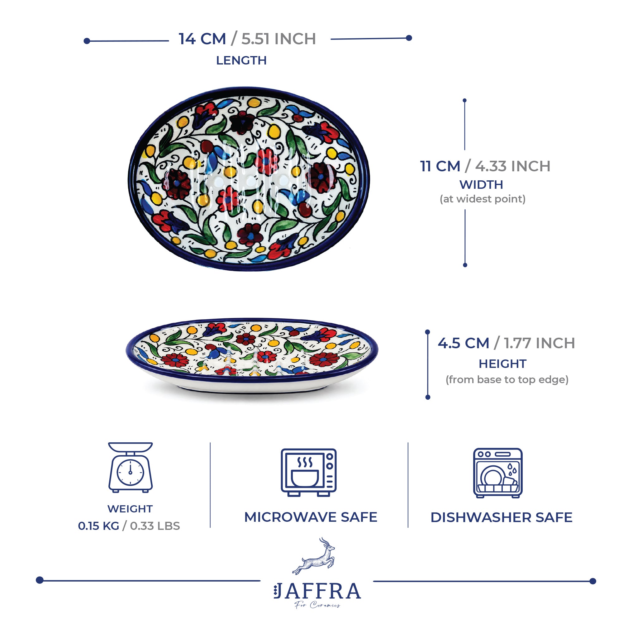Ripple Bloom Ceramic Oval Serving Dish 5.5 Inch - Multicolor Floral