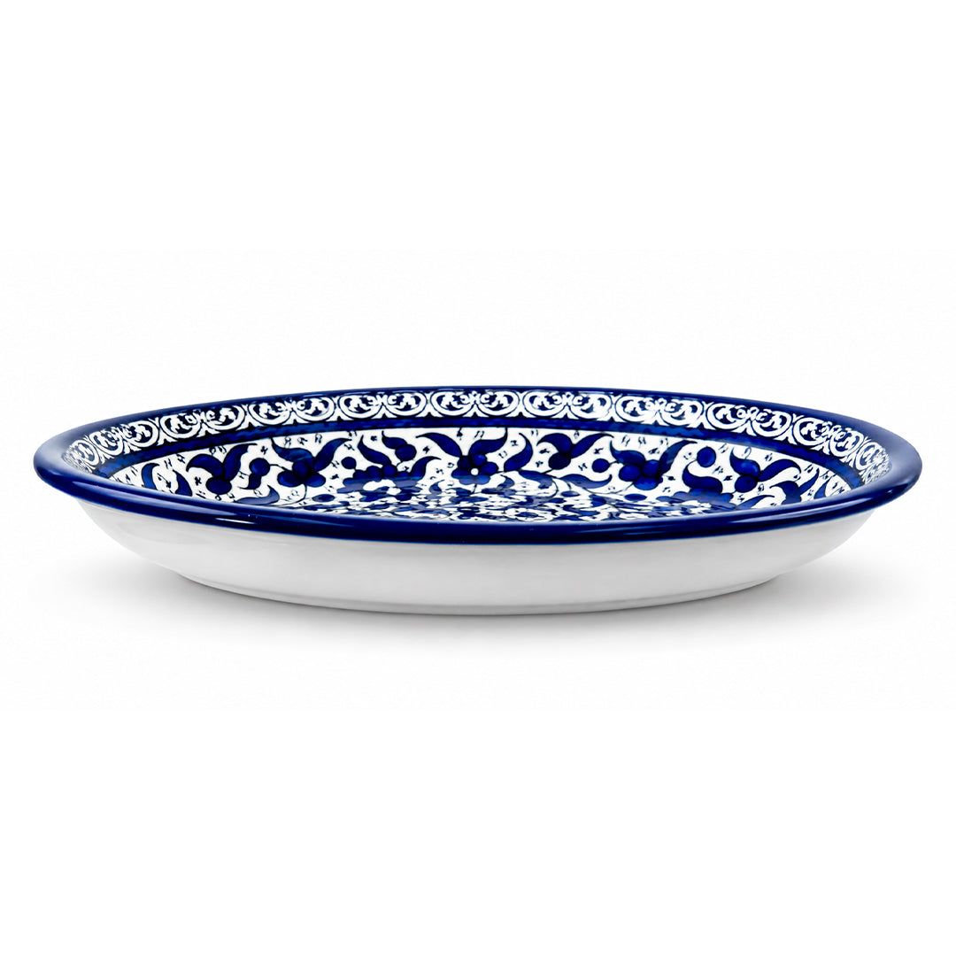Indigo Garden Ceramic Oval Serving Dish 11.8 Inch - Blue  Floral