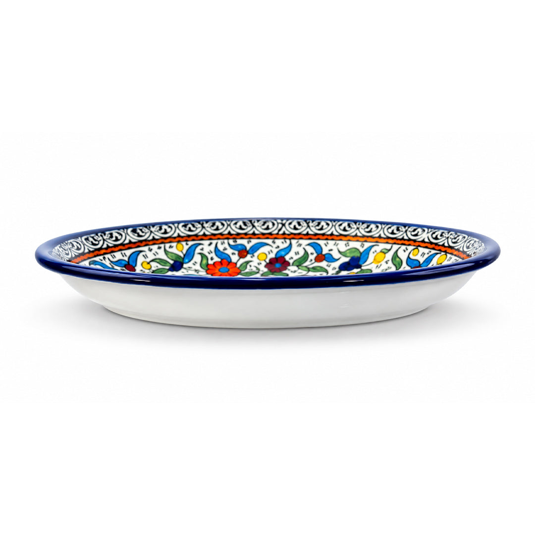 Bloom Mosaic Ceramic Oval Serving Dish 11.8 Inch - Multicolor Floral