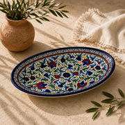 Bloom Mosaic Ceramic Oval Serving Dish 11.8 Inch - Multicolor Floral