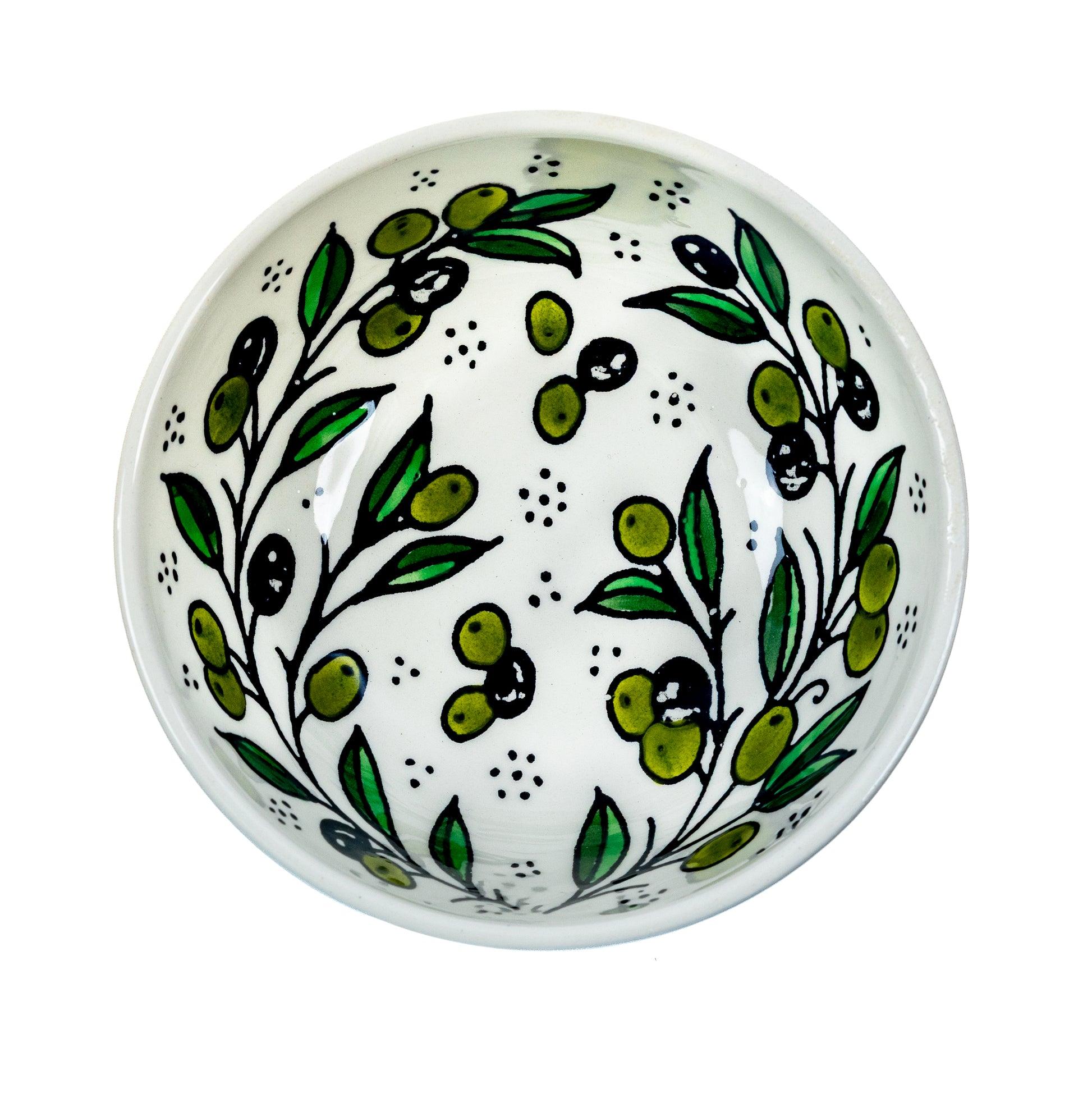 Round Ceramic Serving Bowl 5.91 Inch - Olive Green