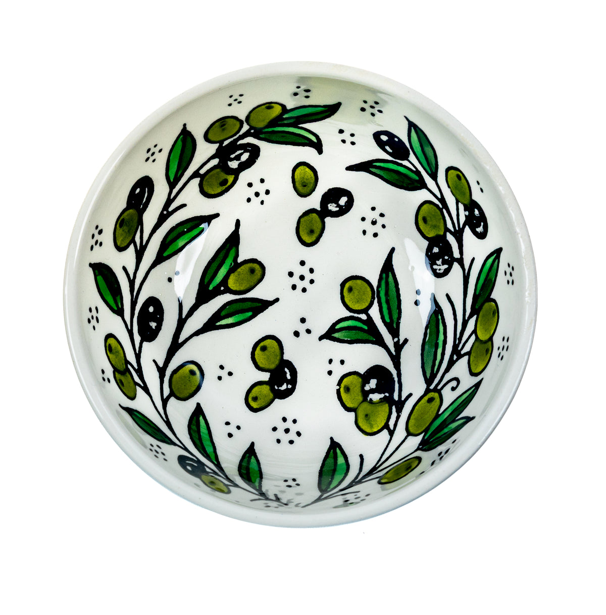 Round Ceramic Serving Bowl 5.91 Inch - Olive Green
