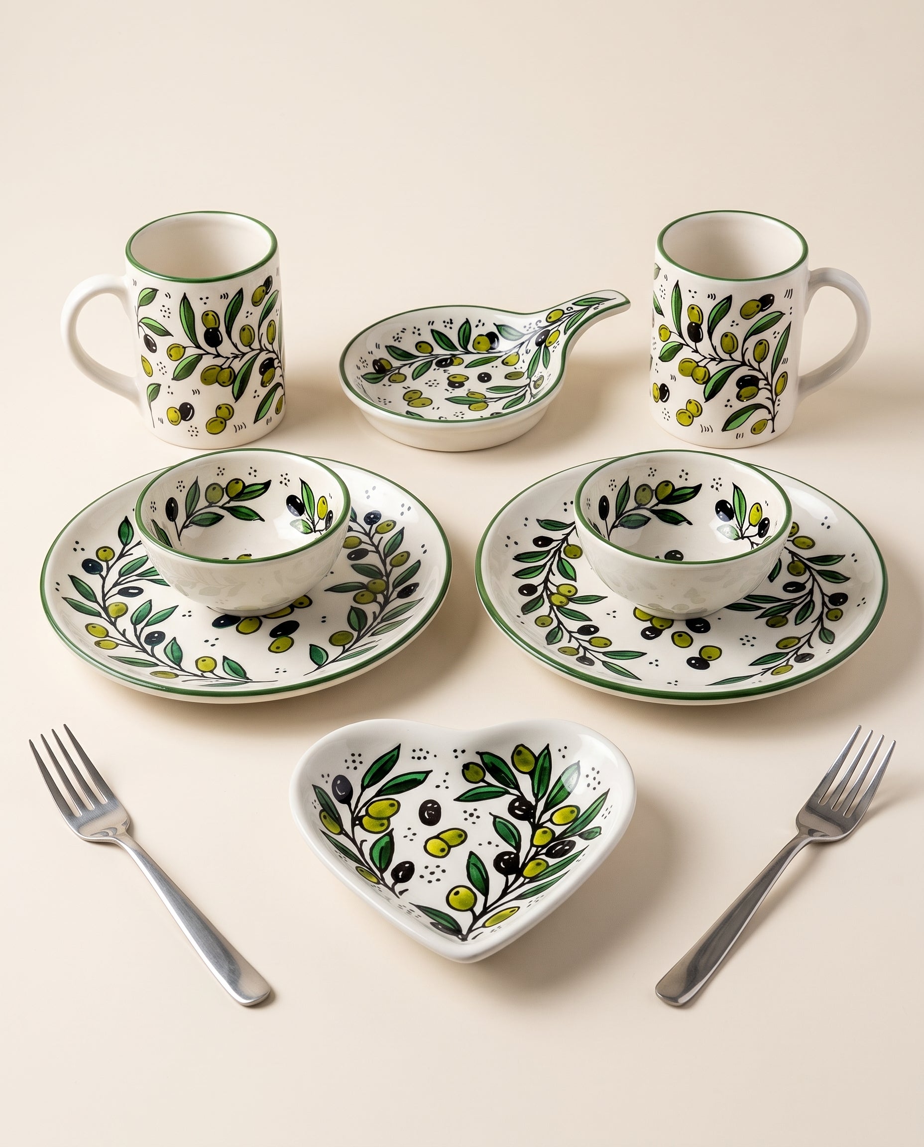 Hand-Painted Ceramic Couples Set 8 Piece