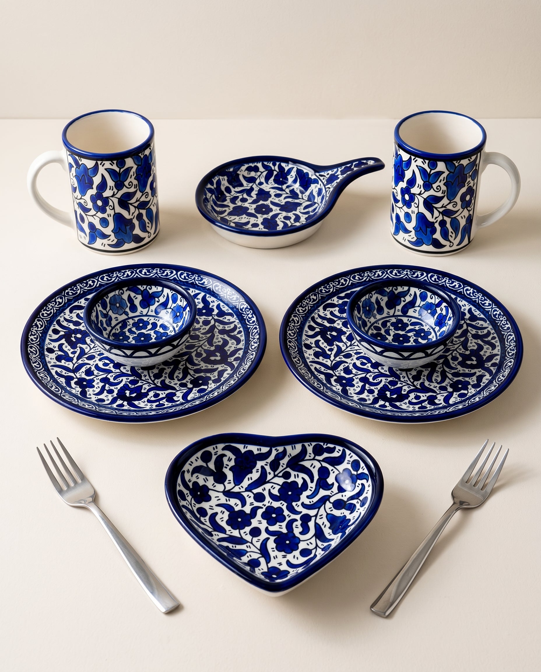 Hand-Painted Ceramic Couples Set 8 Piece