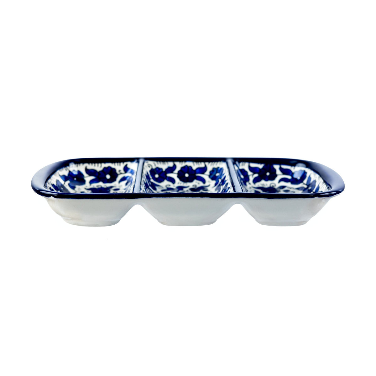 3-Section Rectangular Serving Tray 9.84 Inch in Indigo, side view