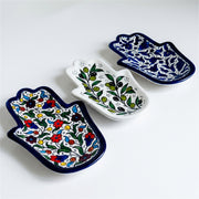 Ceramic Hamsa Dish 7.09 Inch shown in all three hand-painted patterns