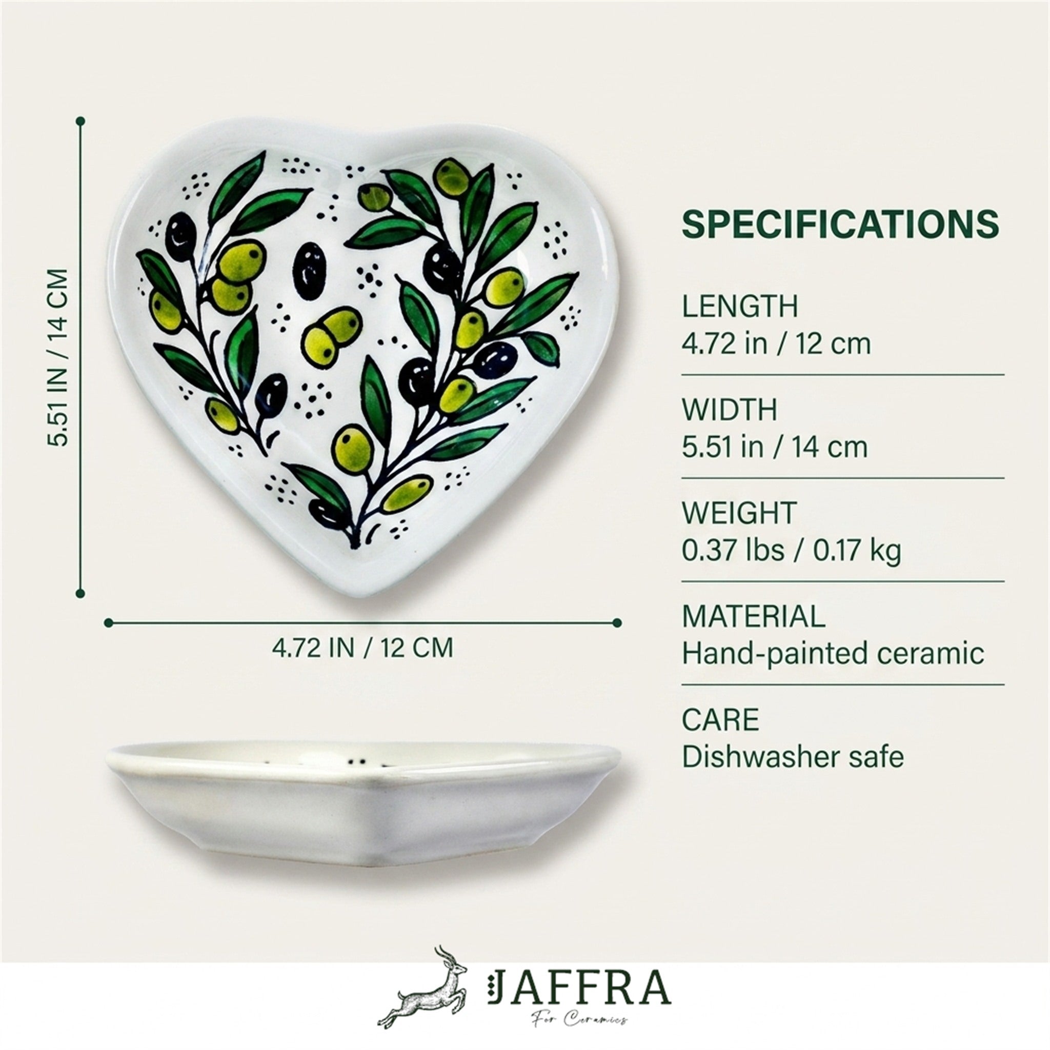 Ceramic Heart Dish 5.51 Inch dimensions and specifications