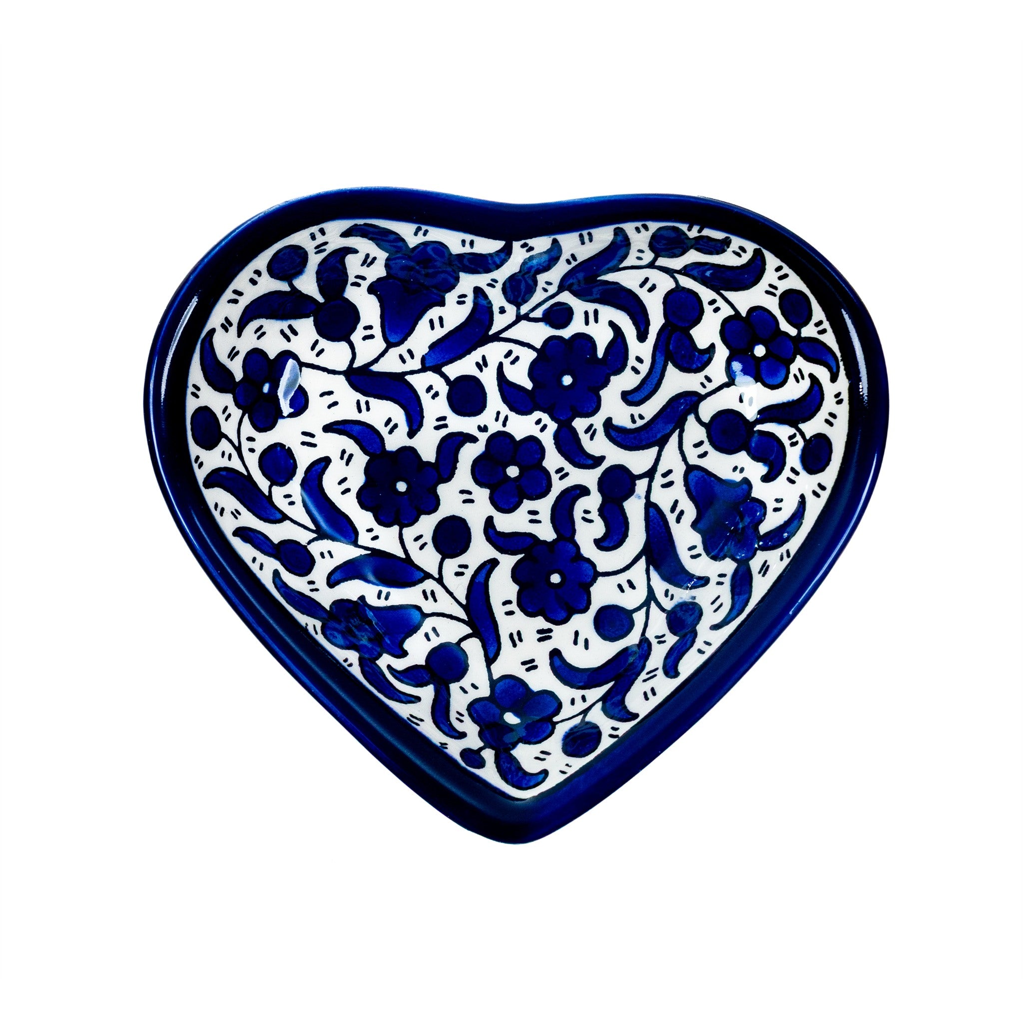 Ceramic Heart Dish 5.51 Inch in Indigo, seen from above