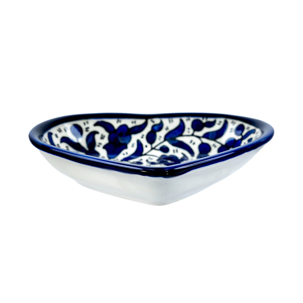 Ceramic Heart Dish 5.51 Inch in Indigo, side view
