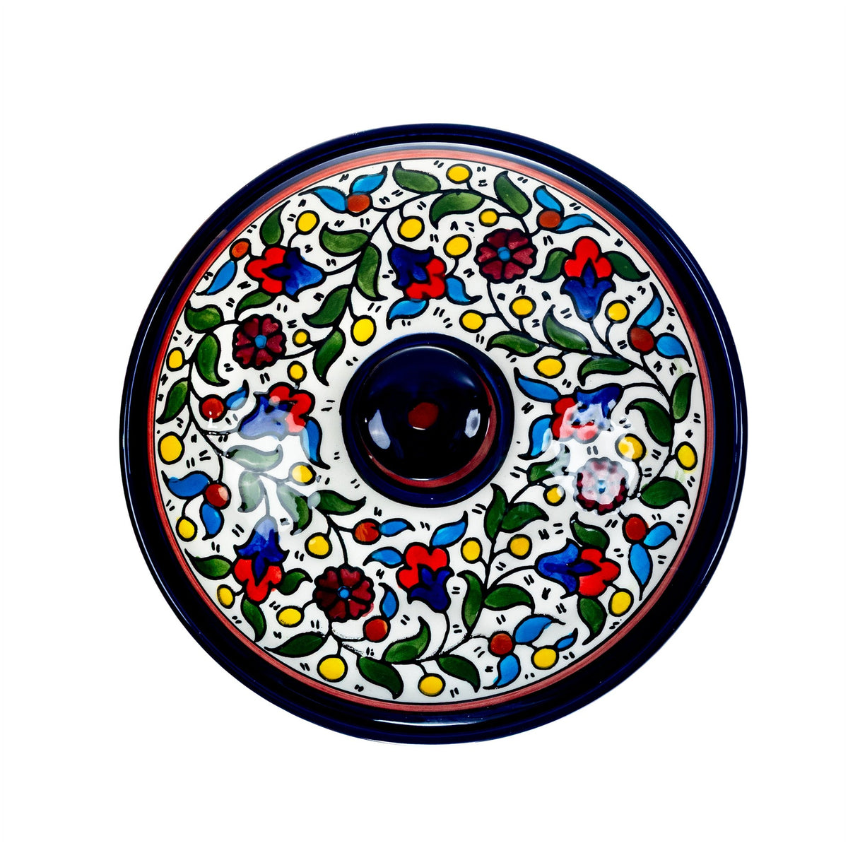 Ceramic Lidded Serving Pot 7.48 Inch in Floral, lid seen from above