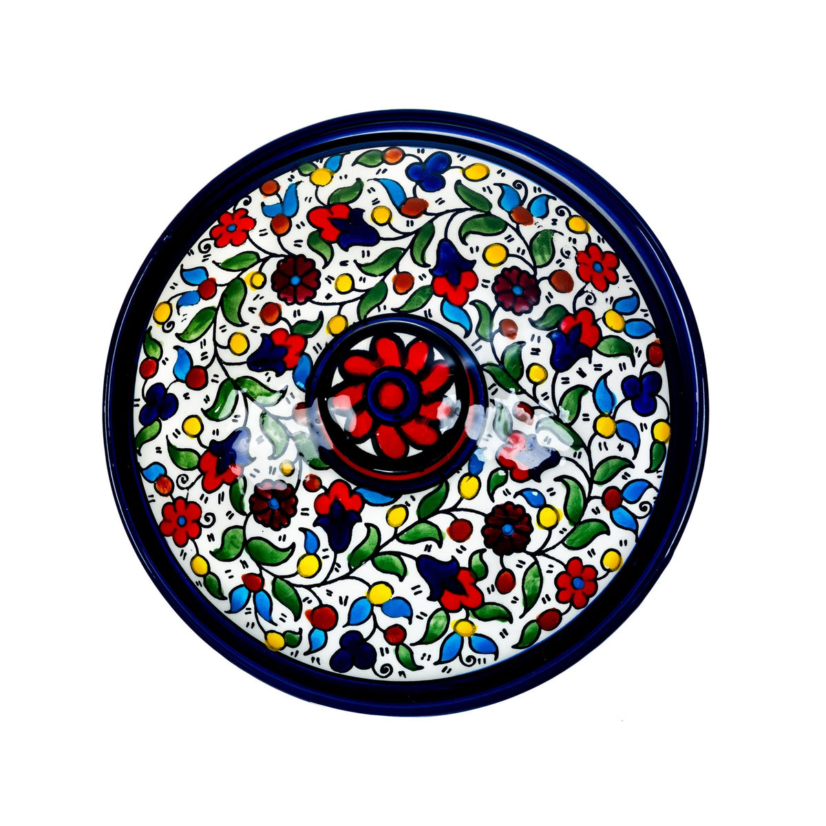 Ceramic Lidded Serving Pot 9.06 Inch in Floral, lid seen from above