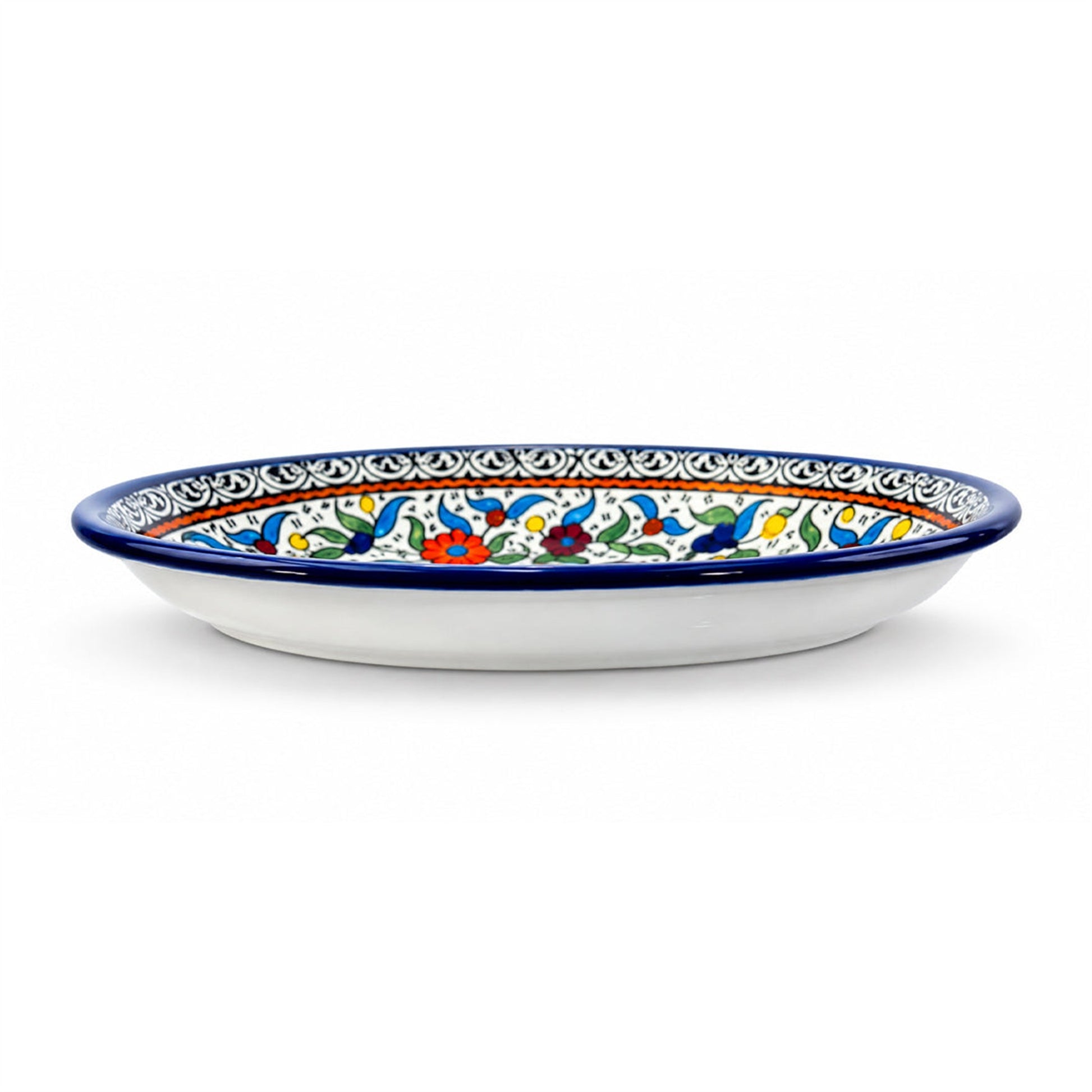 Ceramic Oval Serving Dish 11.81 Inch in Floral, side view