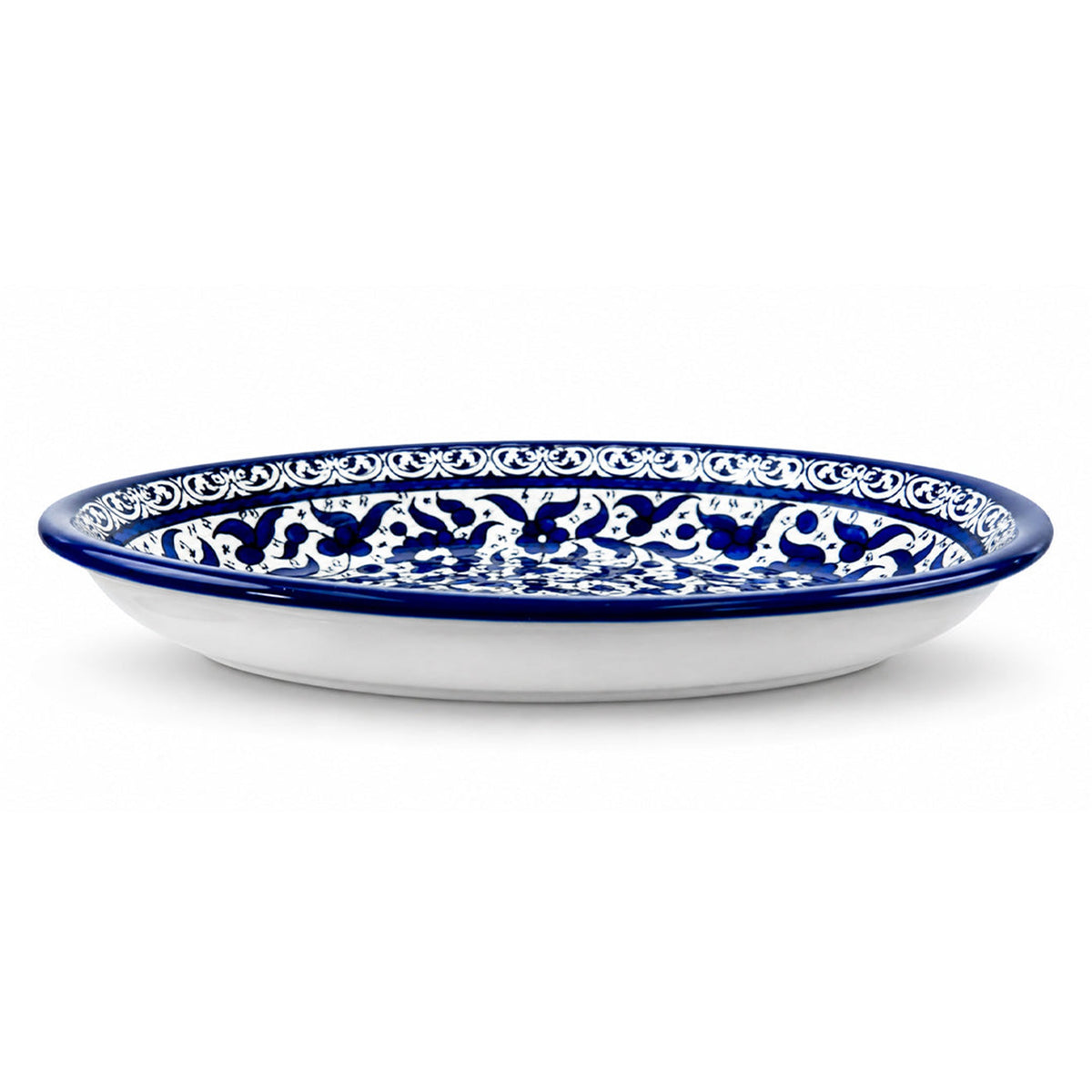 Ceramic Oval Serving Dish 11.81 Inch in Indigo, side view