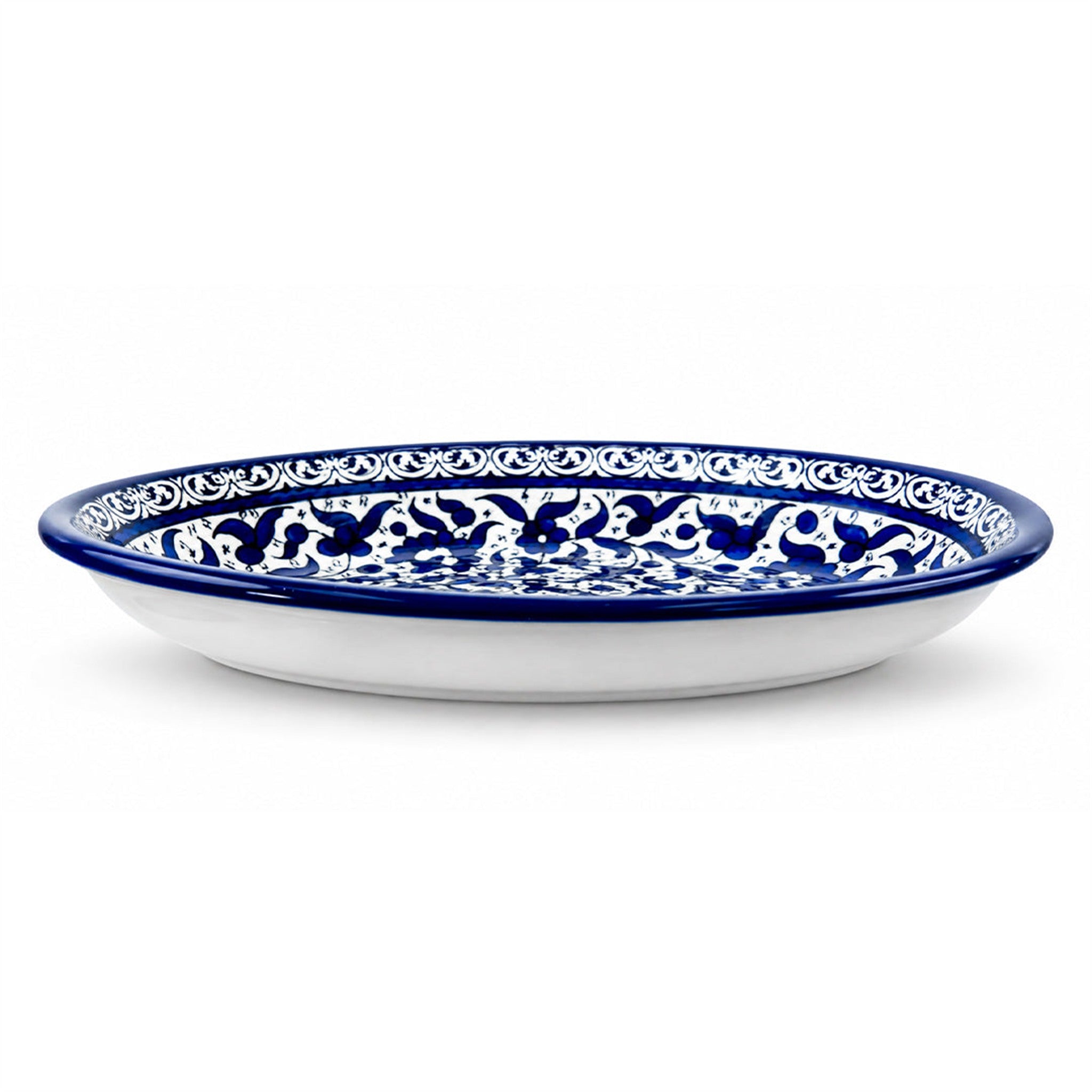 Ceramic Oval Serving Dish 11.81 Inch in Indigo, side view