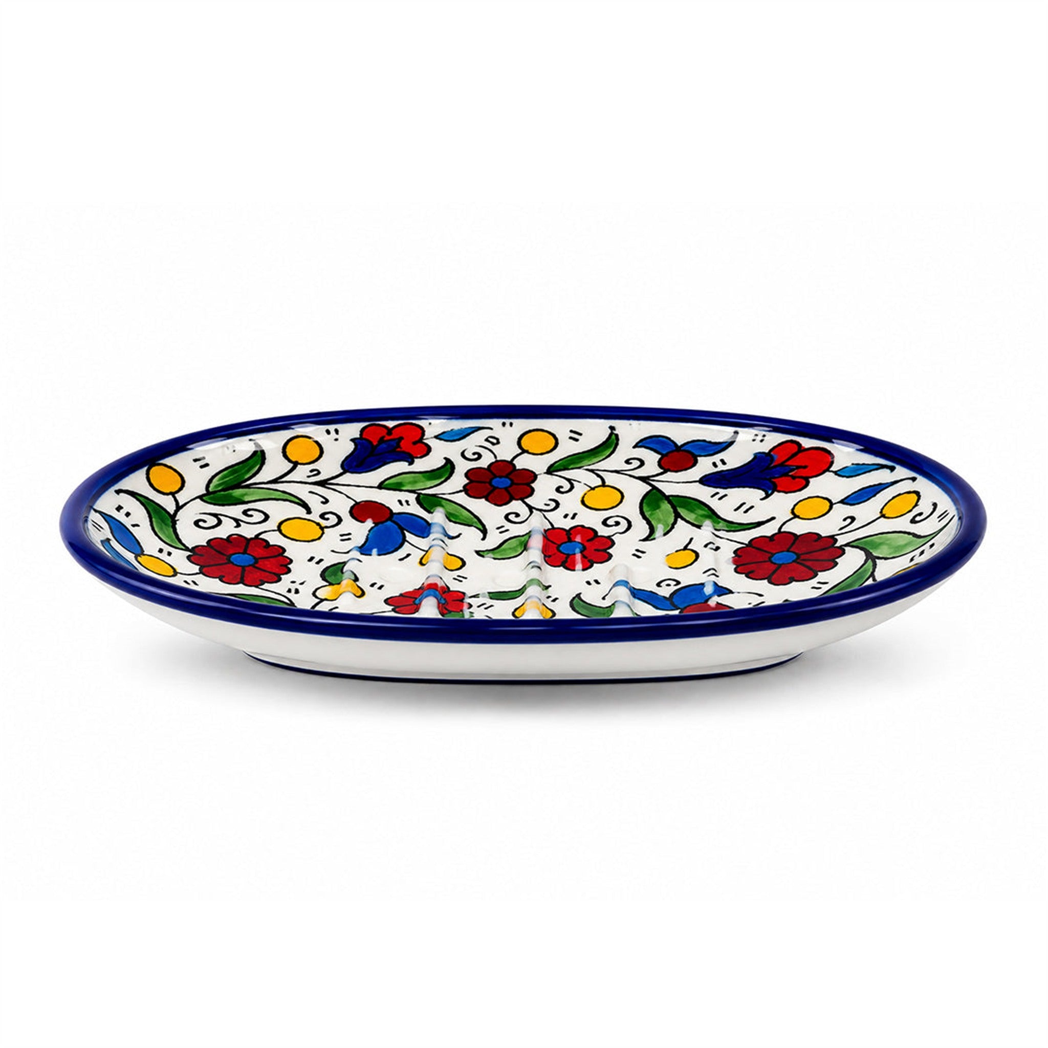 Ceramic Oval Serving Dish 5.51 Inch in Floral, side view