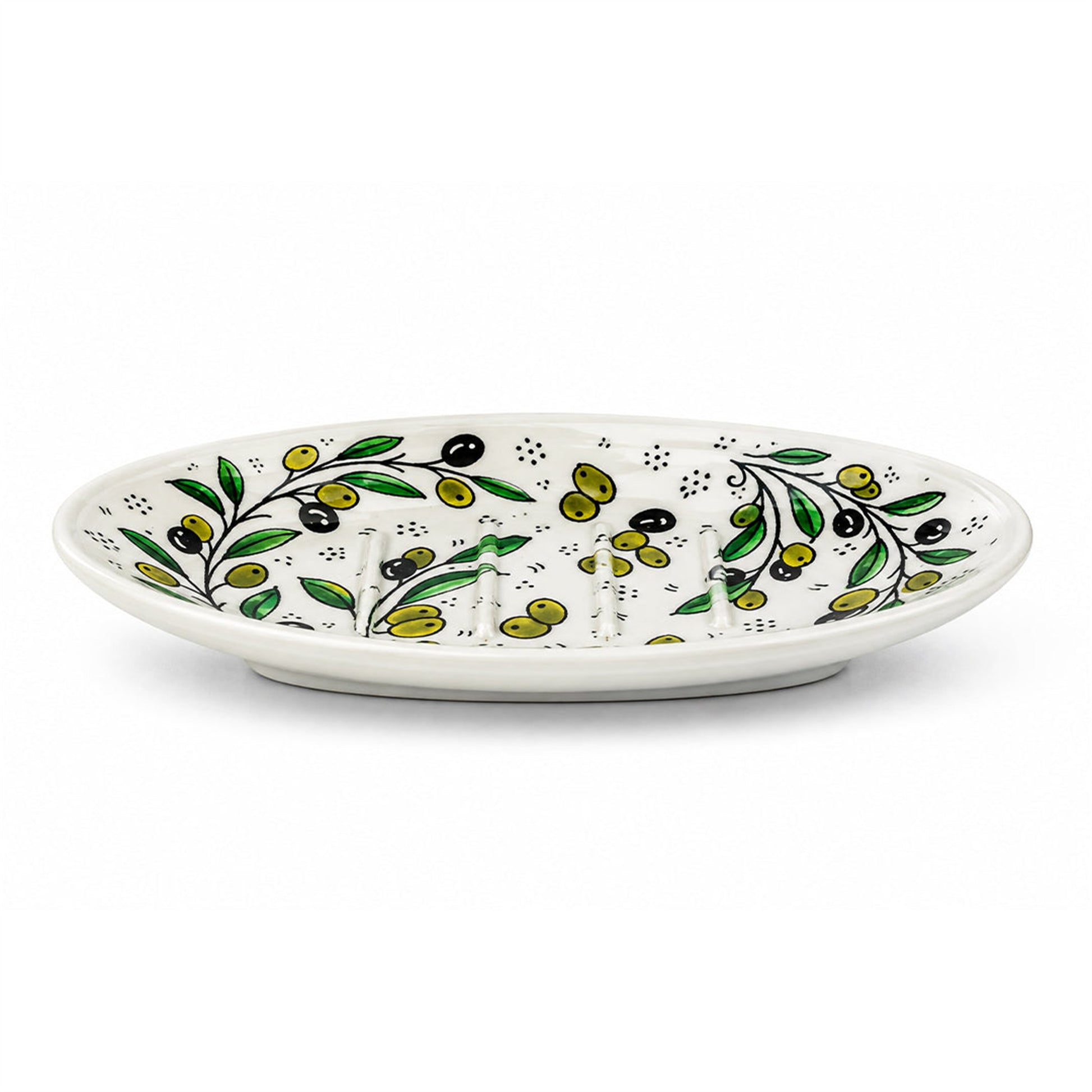 Ceramic Oval Serving Dish 5.51 Inch in Olive Green, side view