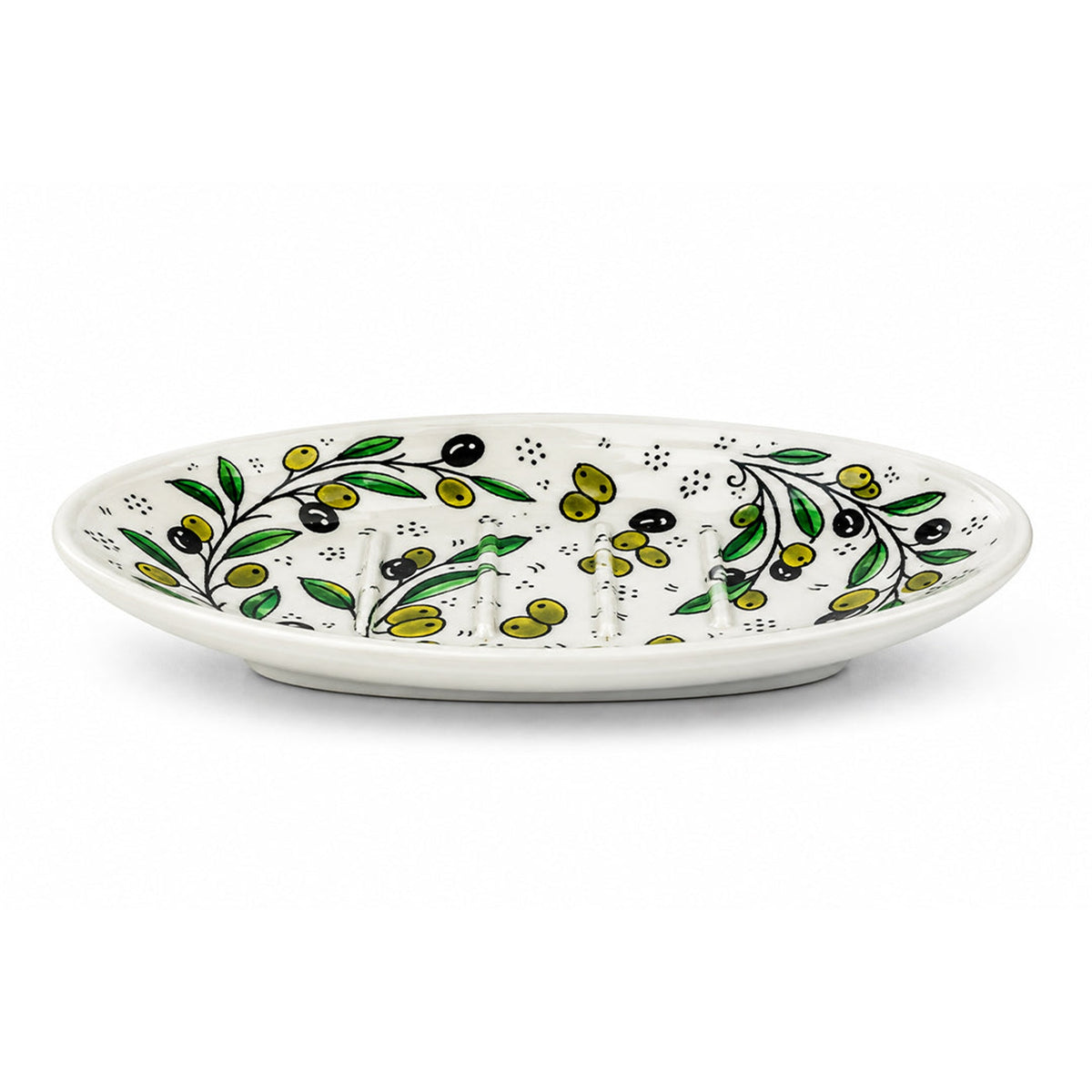 Ceramic Oval Serving Dish 5.51 Inch in Olive Green, side view
