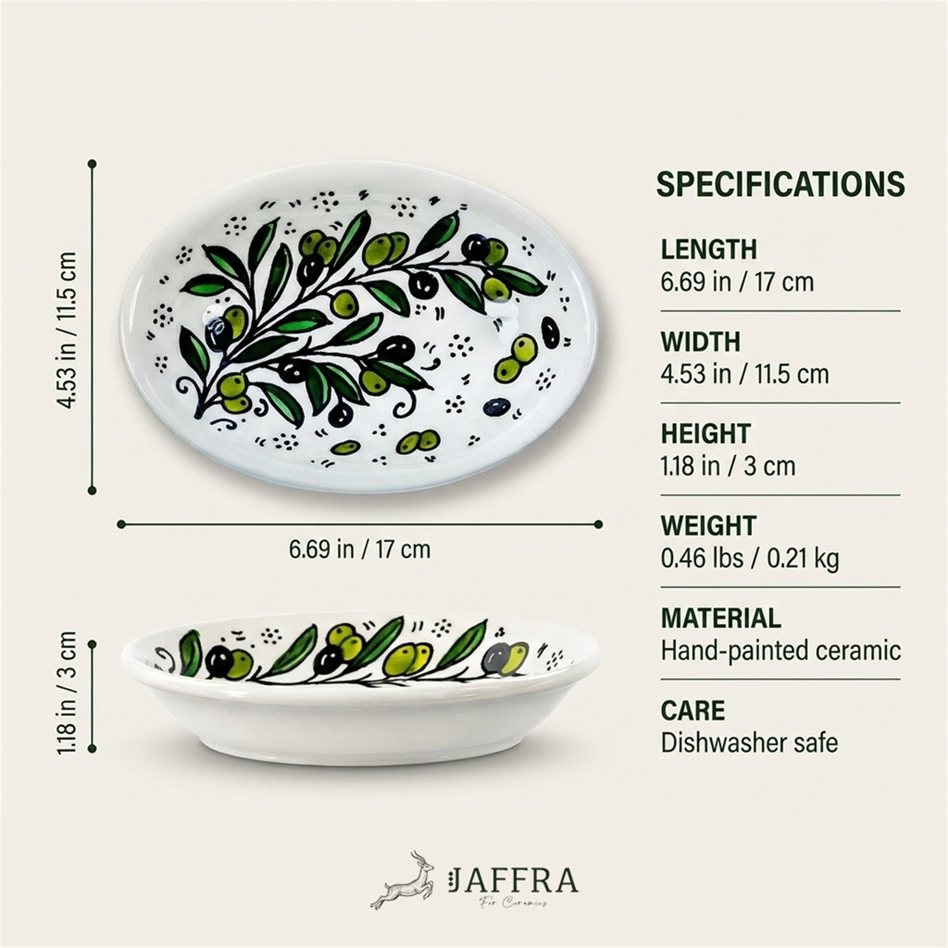 Ceramic Oval Serving Dish 6.69 Inch dimensions and specifications