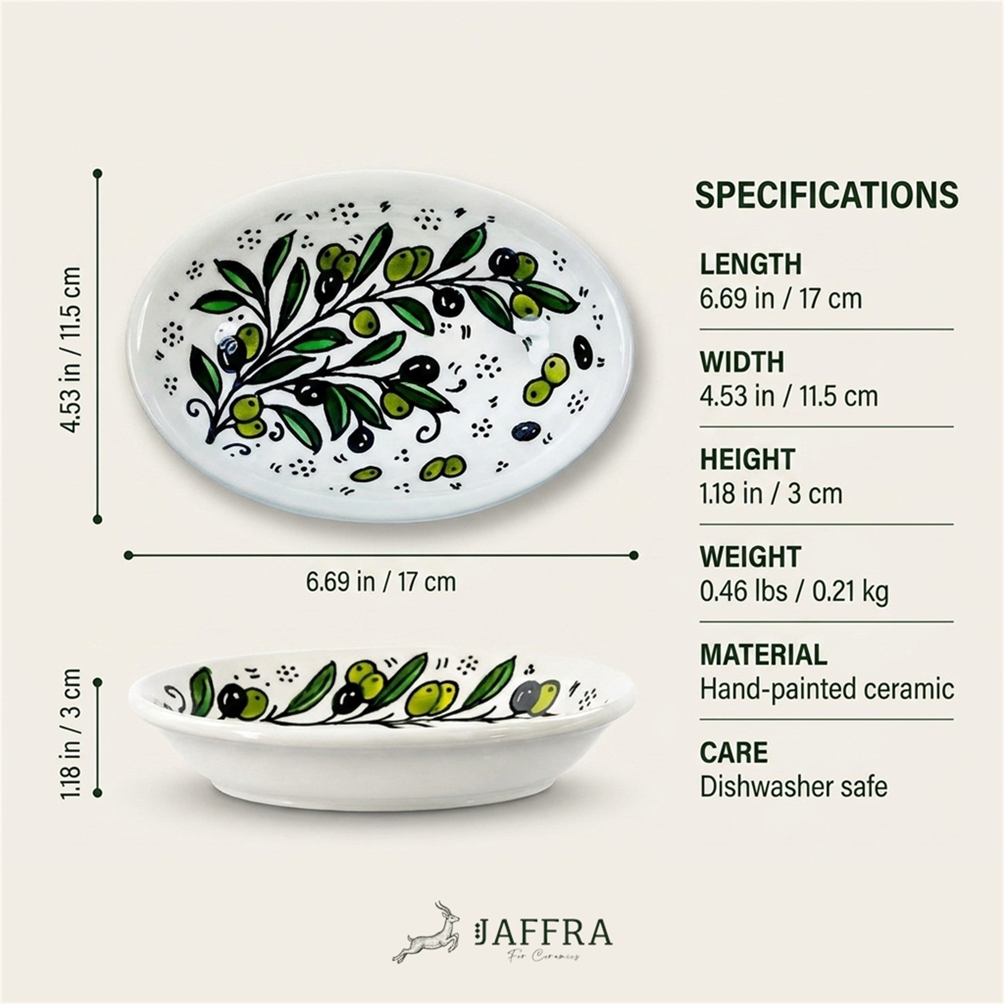 Ceramic Oval Serving Dish 6.69 Inch dimensions and specifications