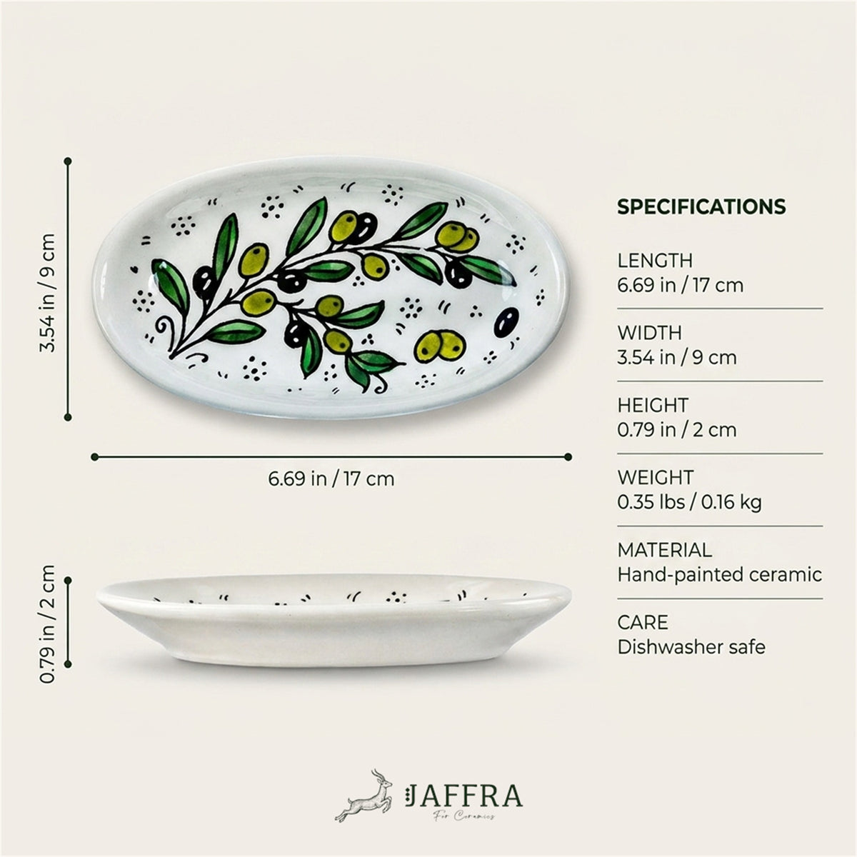 Ceramic Oval Serving Dish 6.7 Inch dimensions and specifications