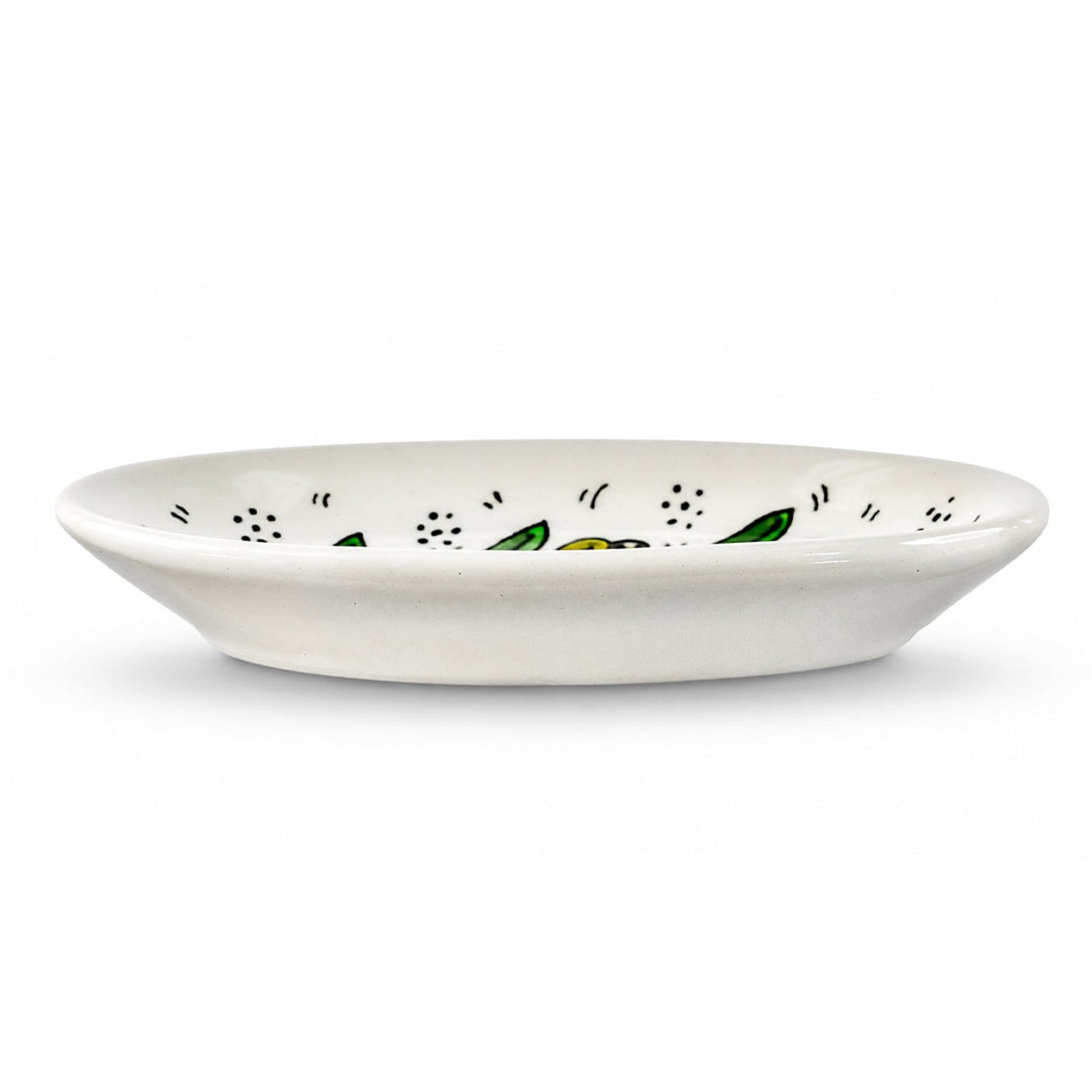 Ceramic Oval Serving Dish 6.7 Inch in Olive Green, side view