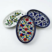 Ceramic Oval Serving Dish 6.7 Inch shown in all three hand-painted patterns
