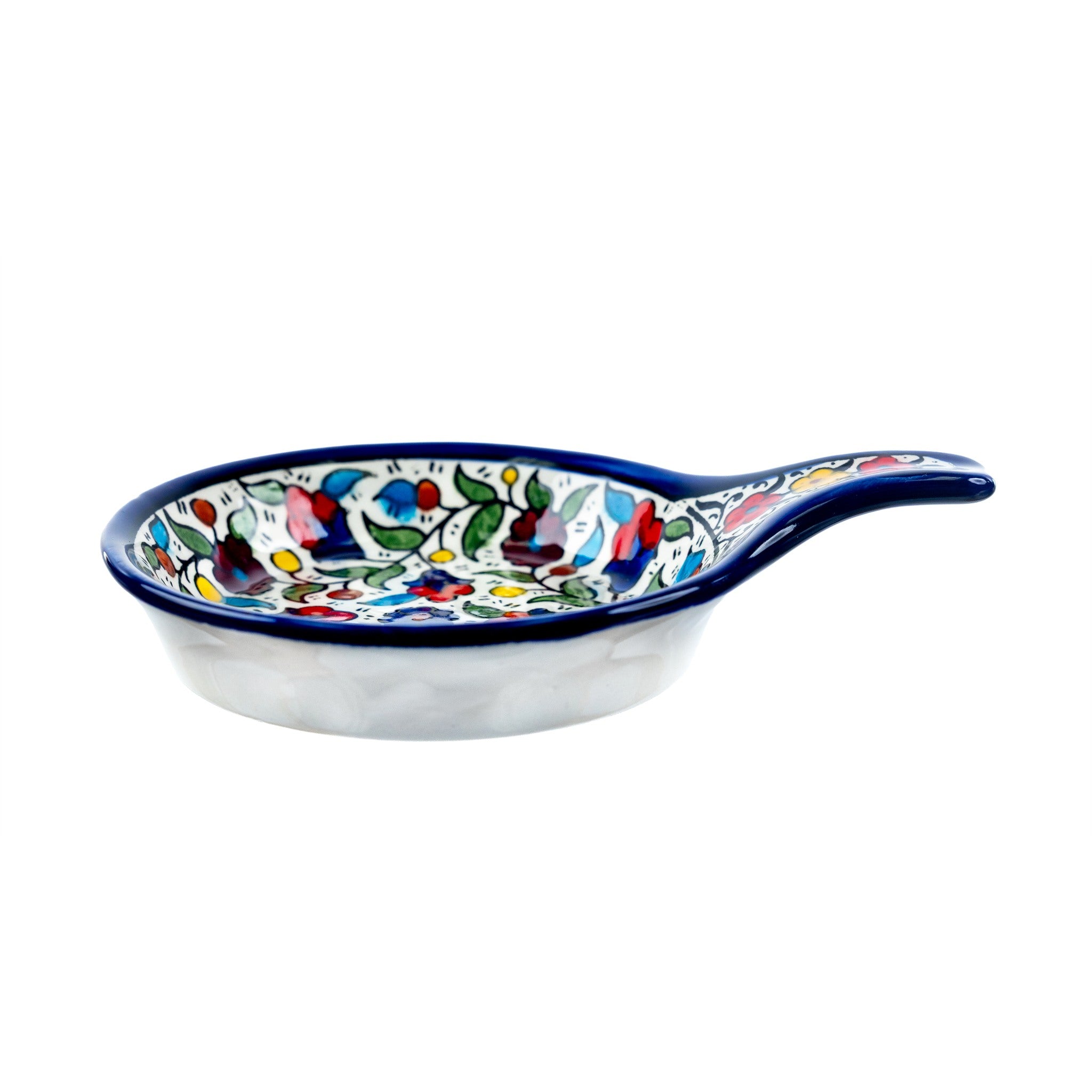 Ceramic Single Handle Bowl 5.12 Inch in Floral, side view