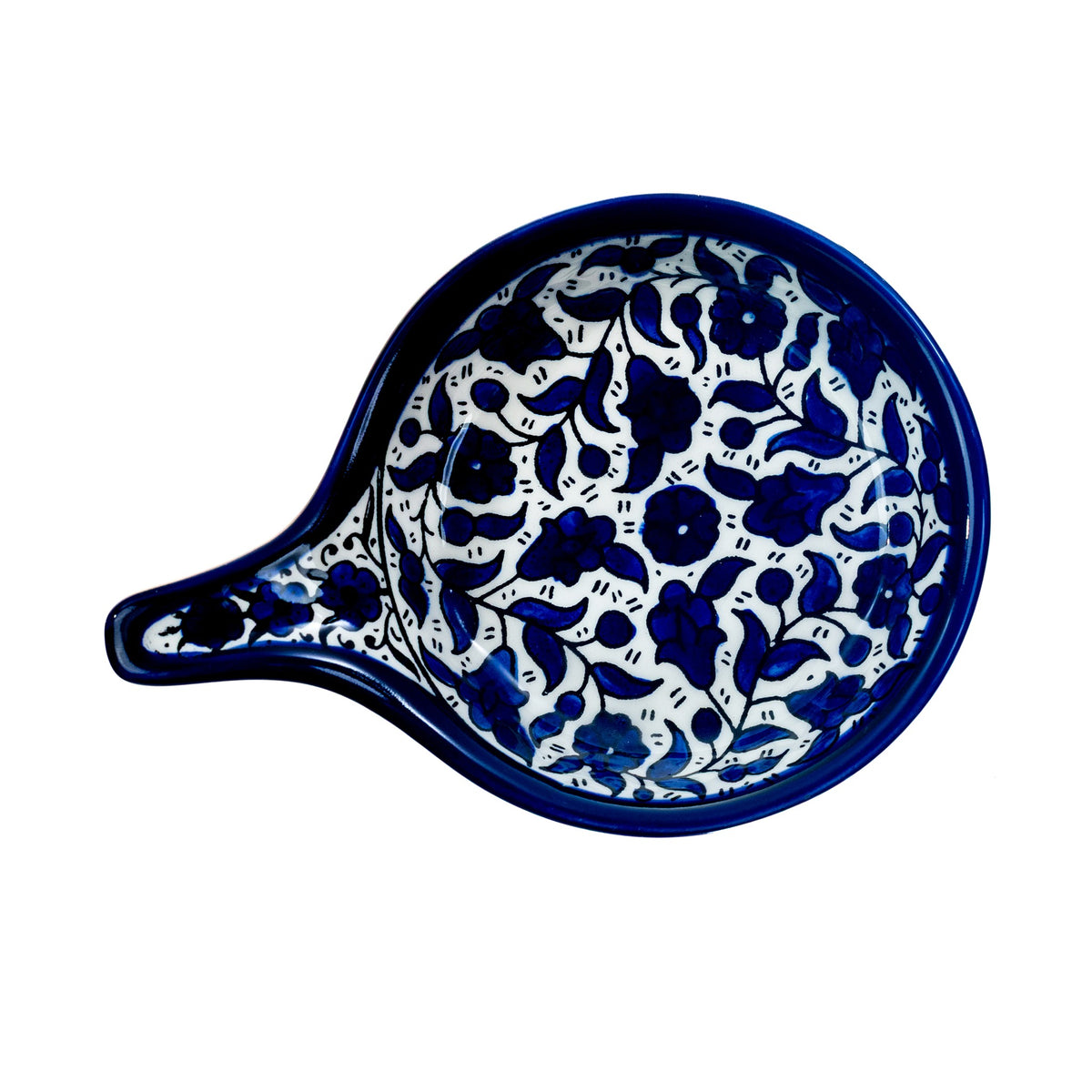 Ceramic Single Handle Bowl 5.12 Inch in Indigo, seen from above