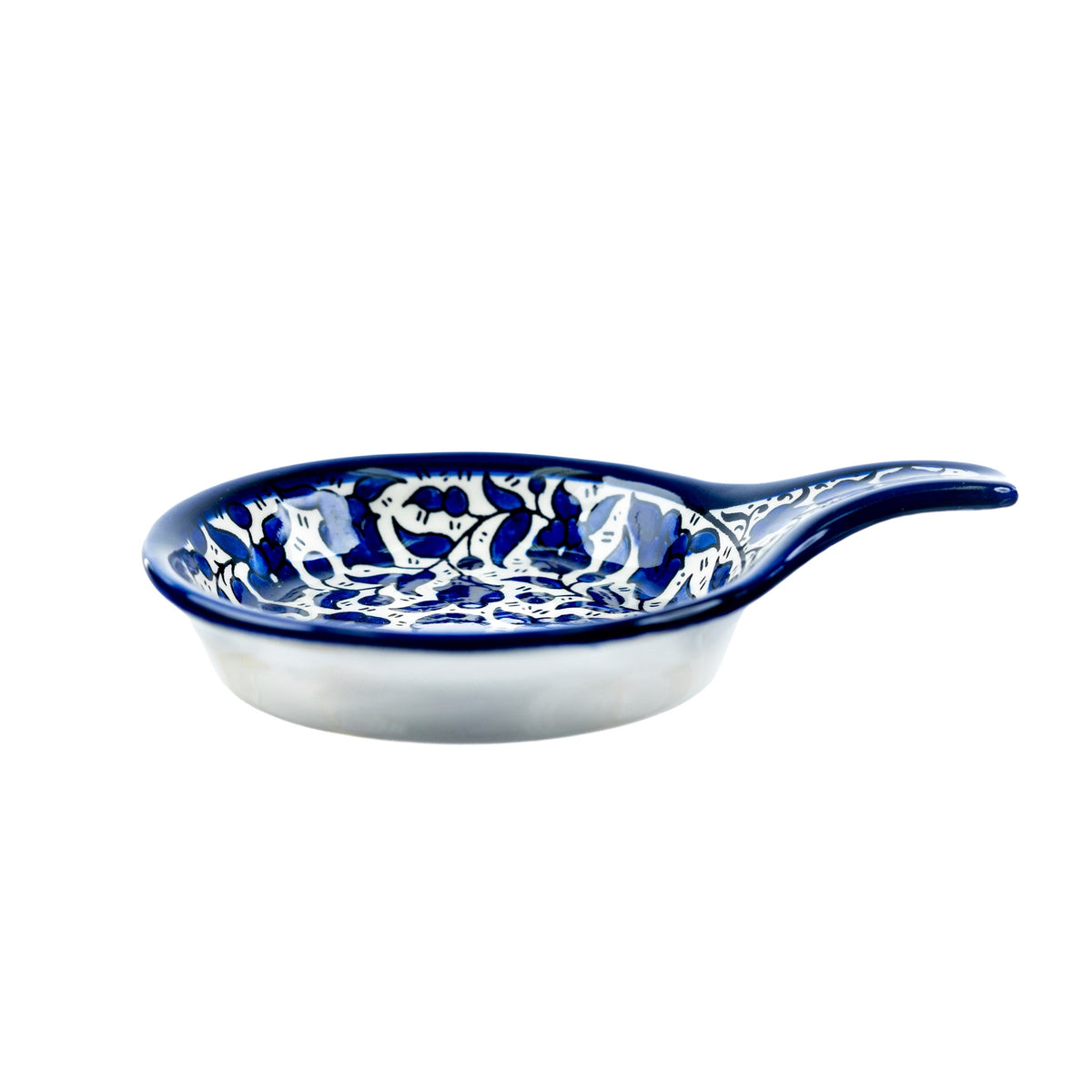 Ceramic Single Handle Bowl 5.12 Inch in Indigo, side view